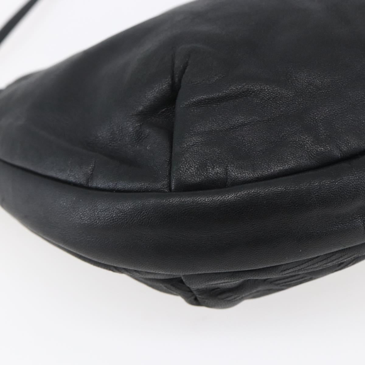 LOEWE Anagram Shoulder Bag Leather Black Silver Auth 152861