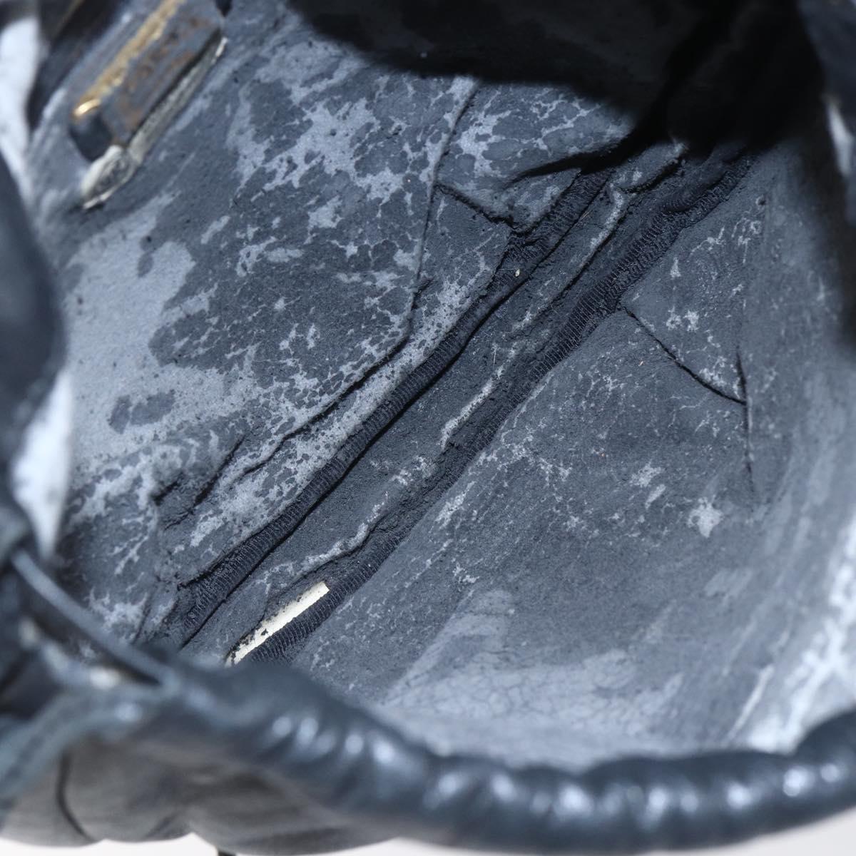 LOEWE Anagram Shoulder Bag Leather Black Silver Auth 152861