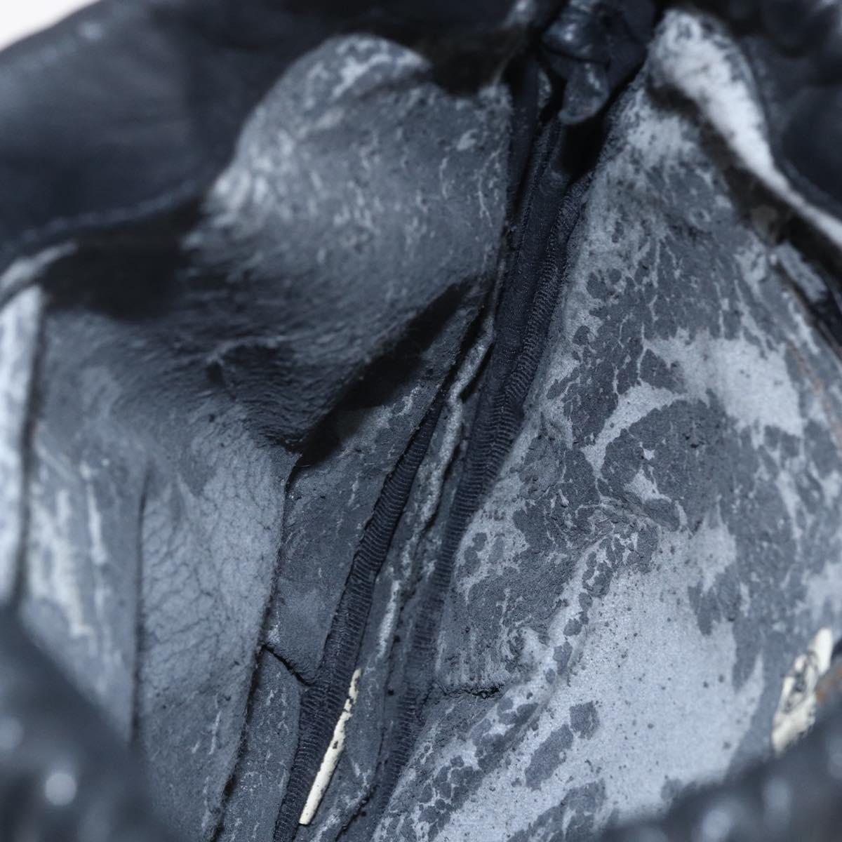 LOEWE Anagram Shoulder Bag Leather Black Silver Auth 152861