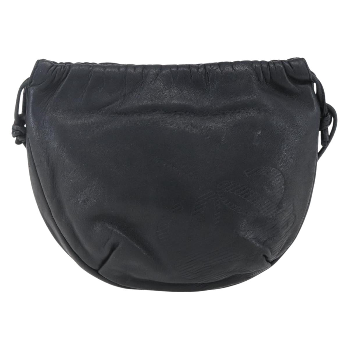 LOEWE Anagram Shoulder Bag Leather Black Silver Auth 152861