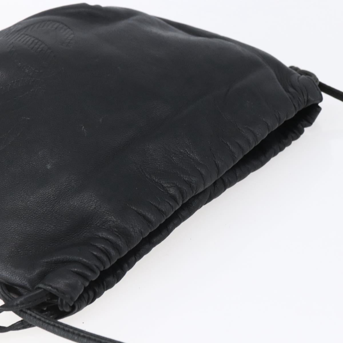 LOEWE Anagram Shoulder Bag Leather Black Silver Auth 152861