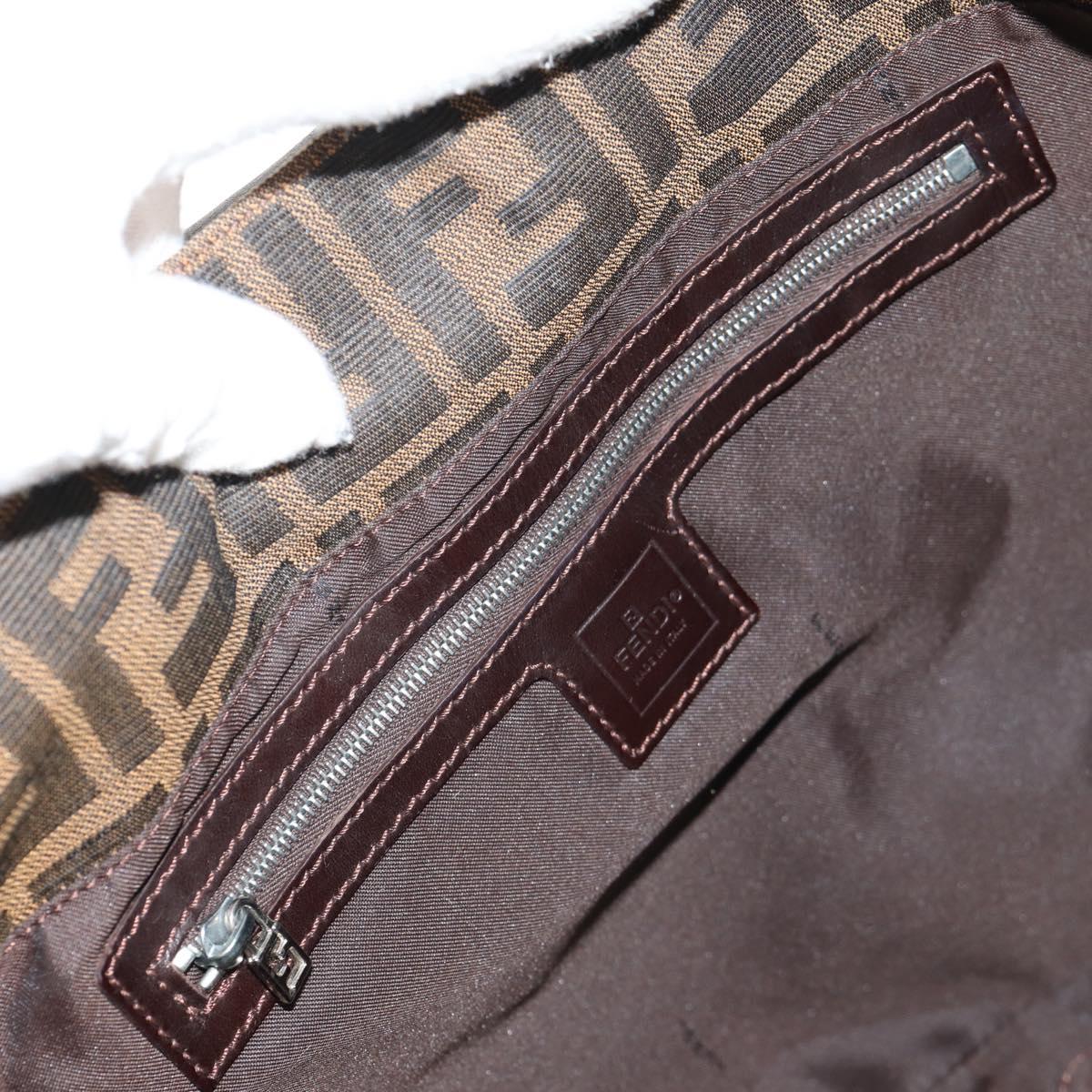 FENDI Zucca Canvas Mamma Baguette Shoulder Bag Black Brown Auth 152862V