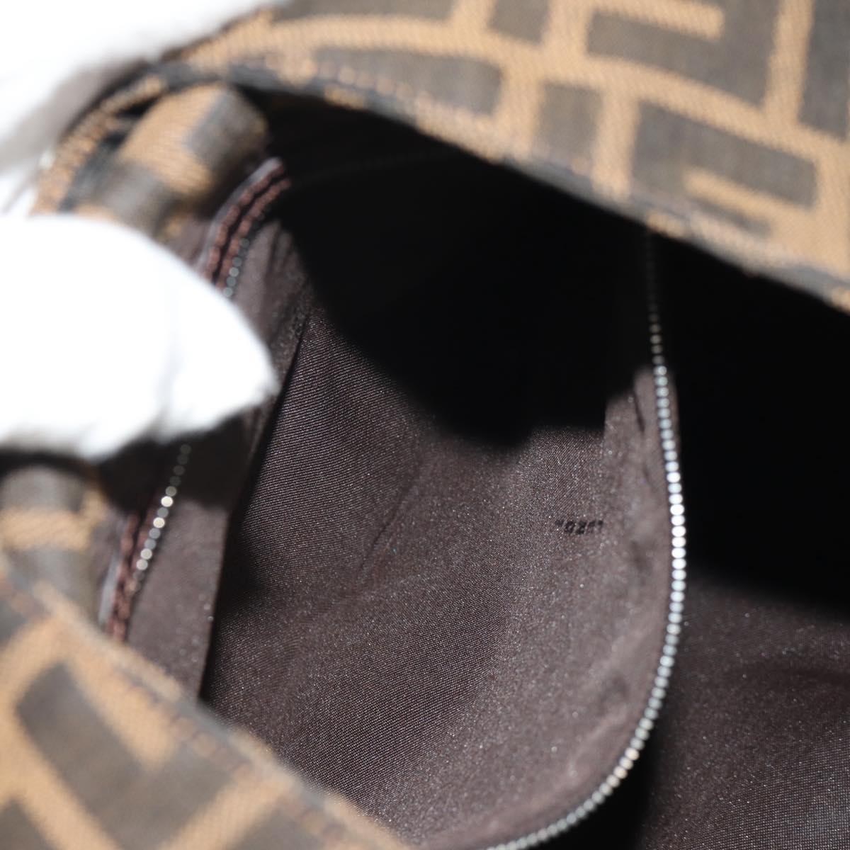 FENDI Zucca Canvas Mamma Baguette Shoulder Bag Black Brown Auth 152862V
