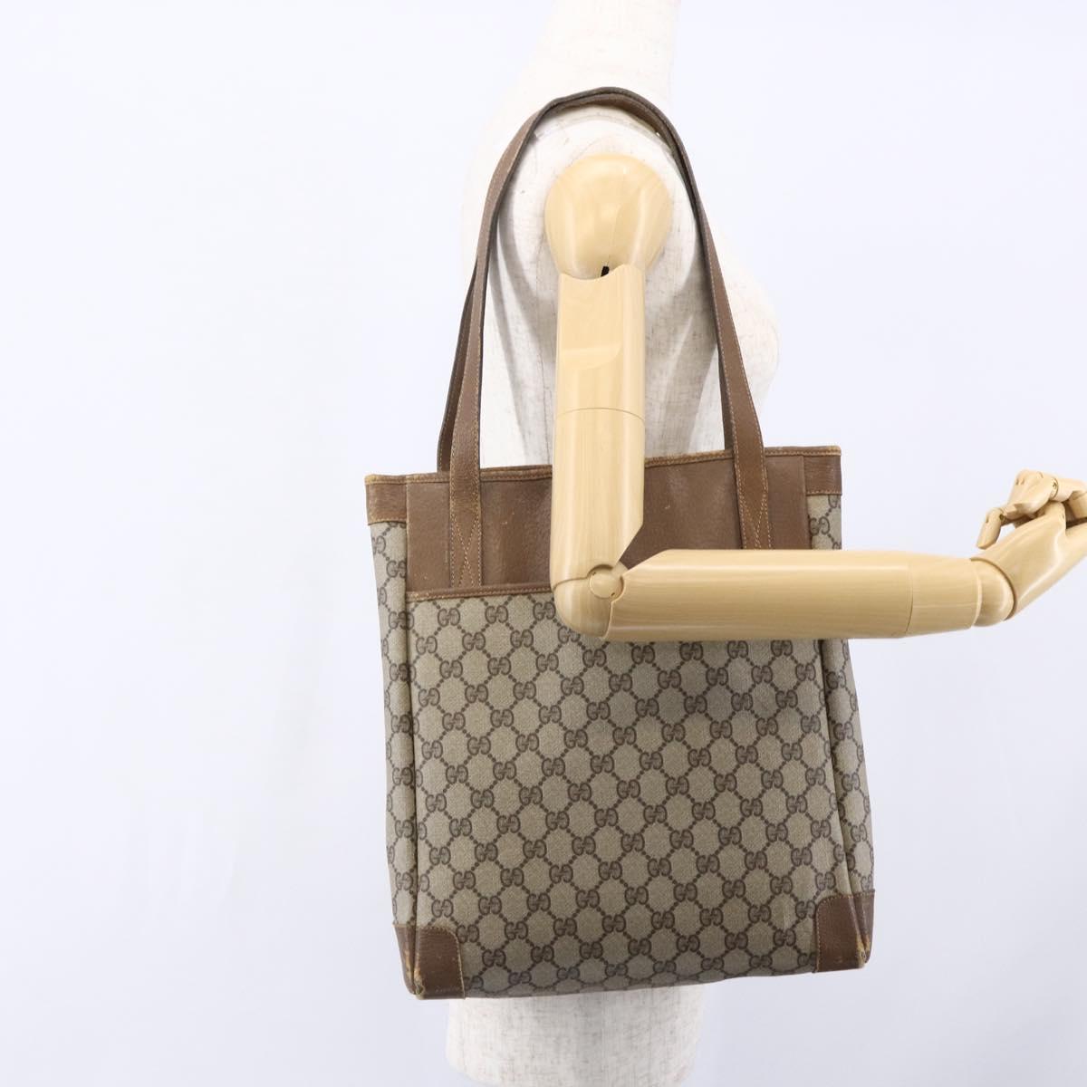 GUCCI GG Supreme Tote Bag PVC Beige Gold 002 115 0035 Auth 152877