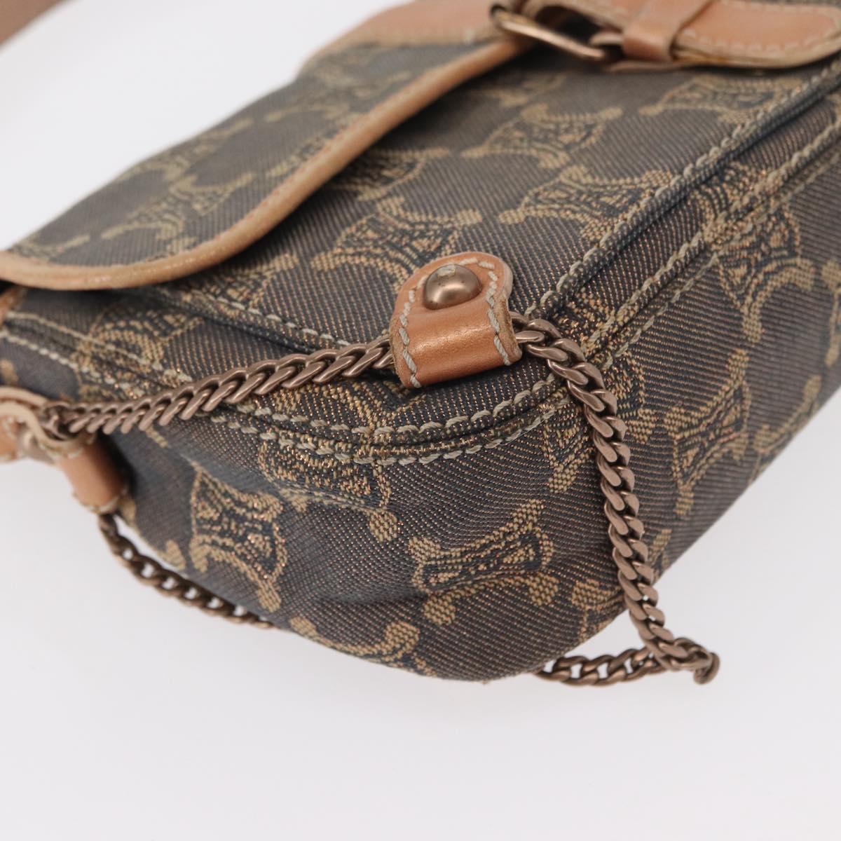 CELINE Paris Macadam Canvas Shoulder Bag Denim Blue Auth 152878