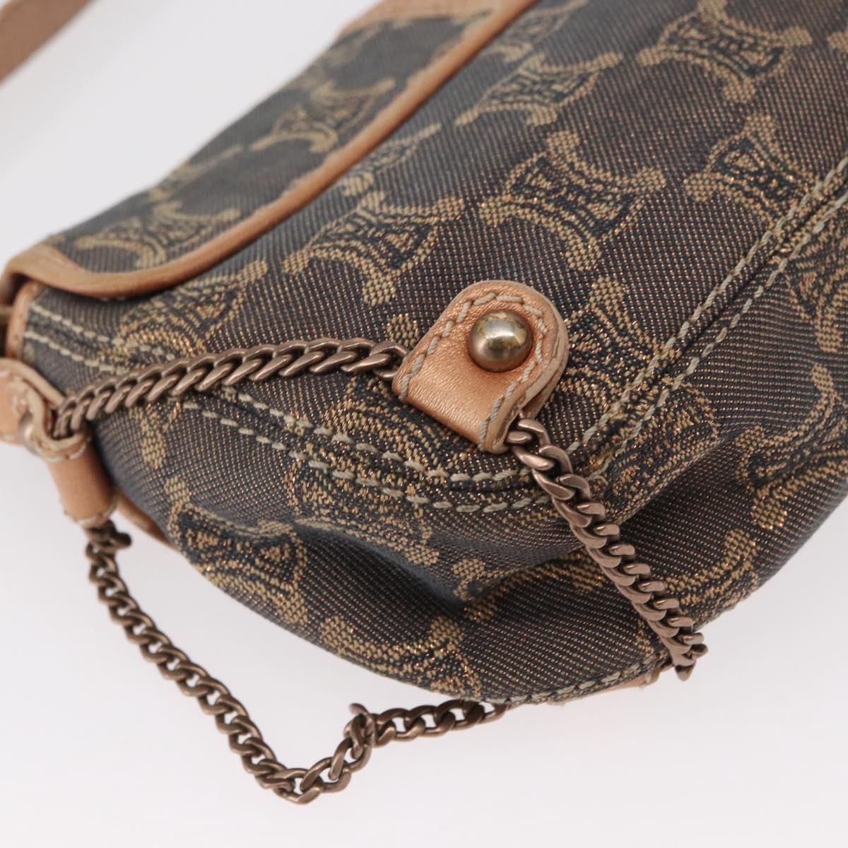 CELINE Paris Macadam Canvas Shoulder Bag Denim Blue Auth 152878