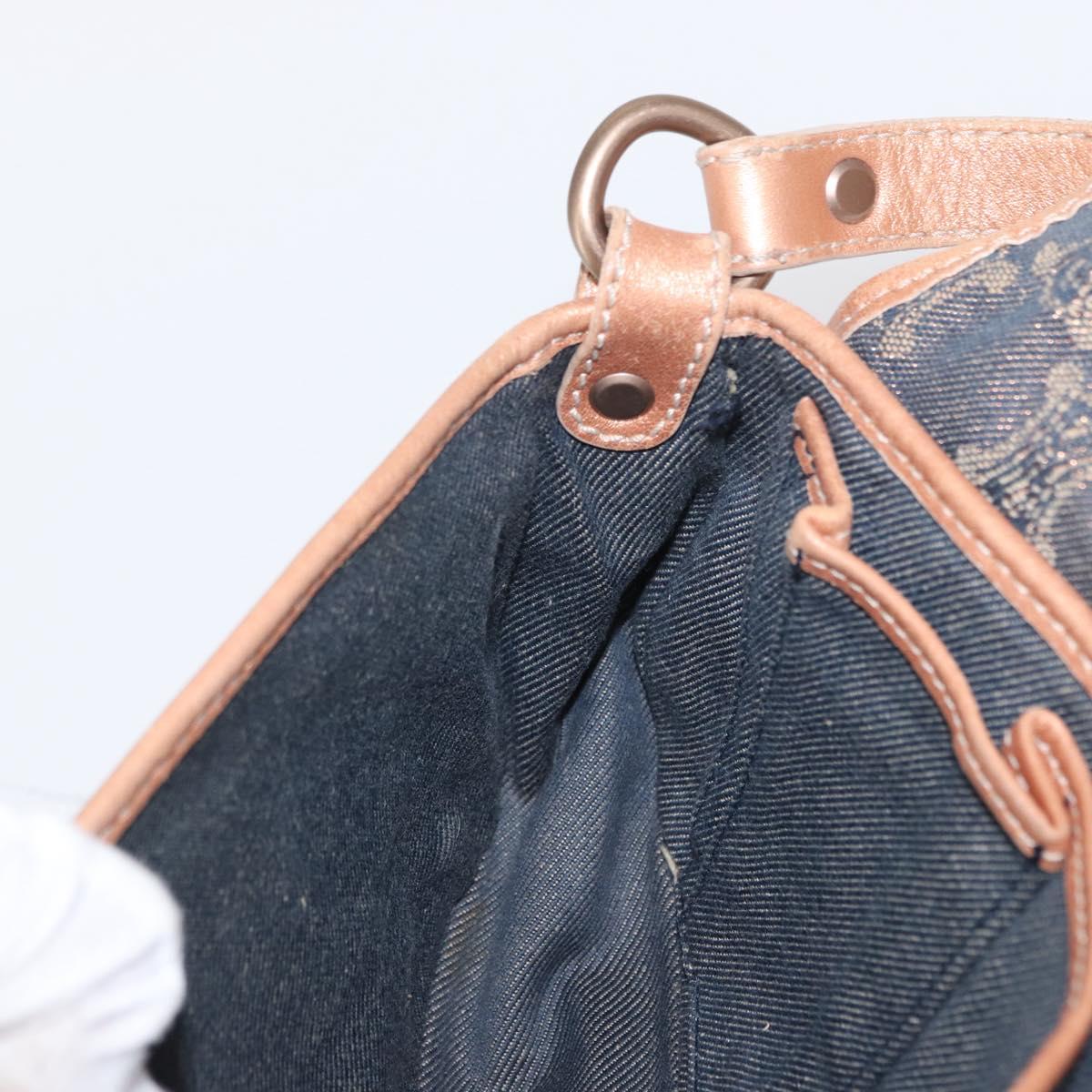 CELINE Paris Macadam Canvas Shoulder Bag Denim Blue Auth 152878