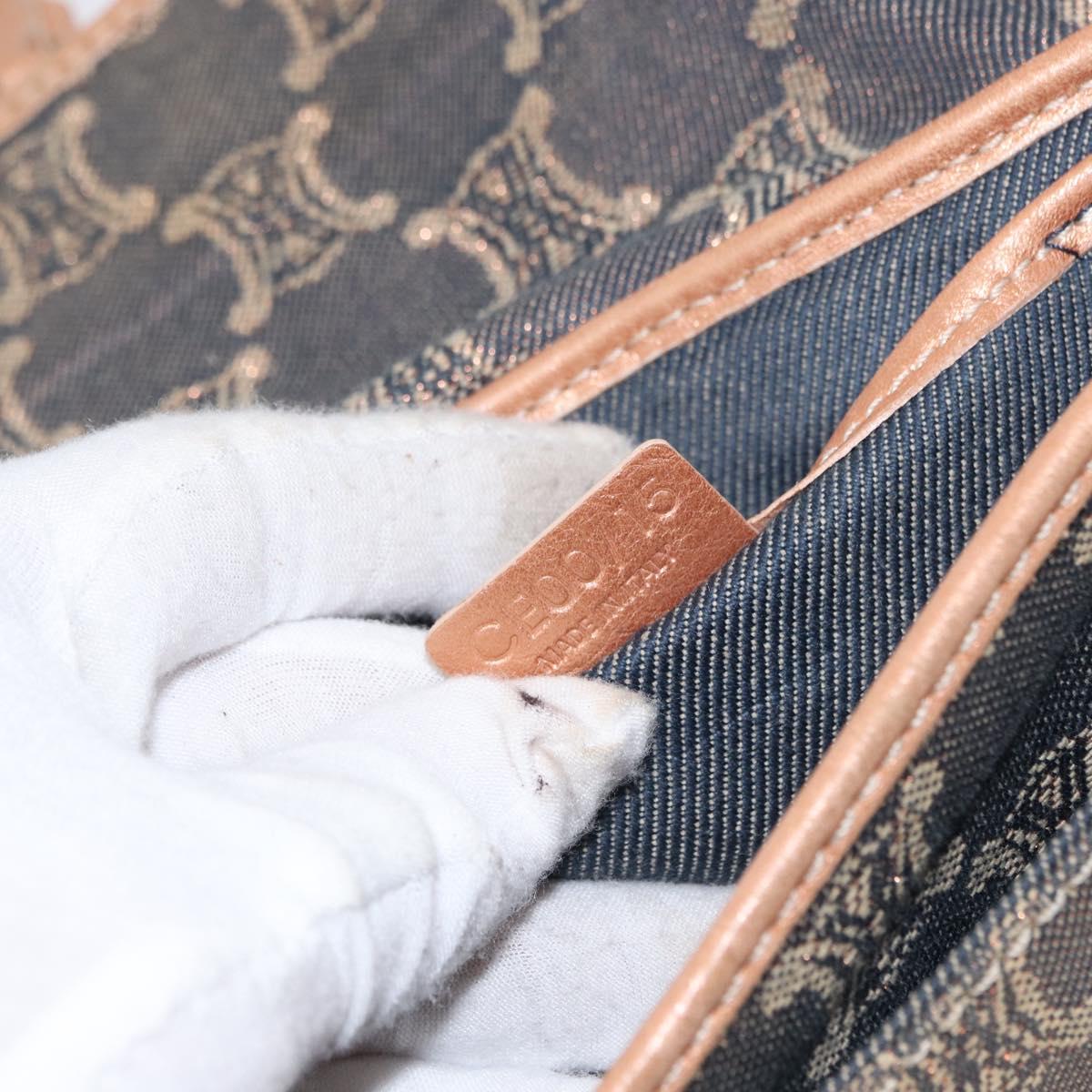 CELINE Paris Macadam Canvas Shoulder Bag Denim Blue Auth 152878