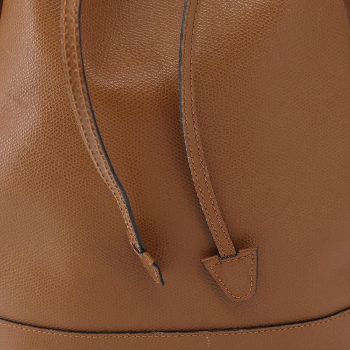 CELINE Shoulder Bag Leather Brown Gold Auth 152879