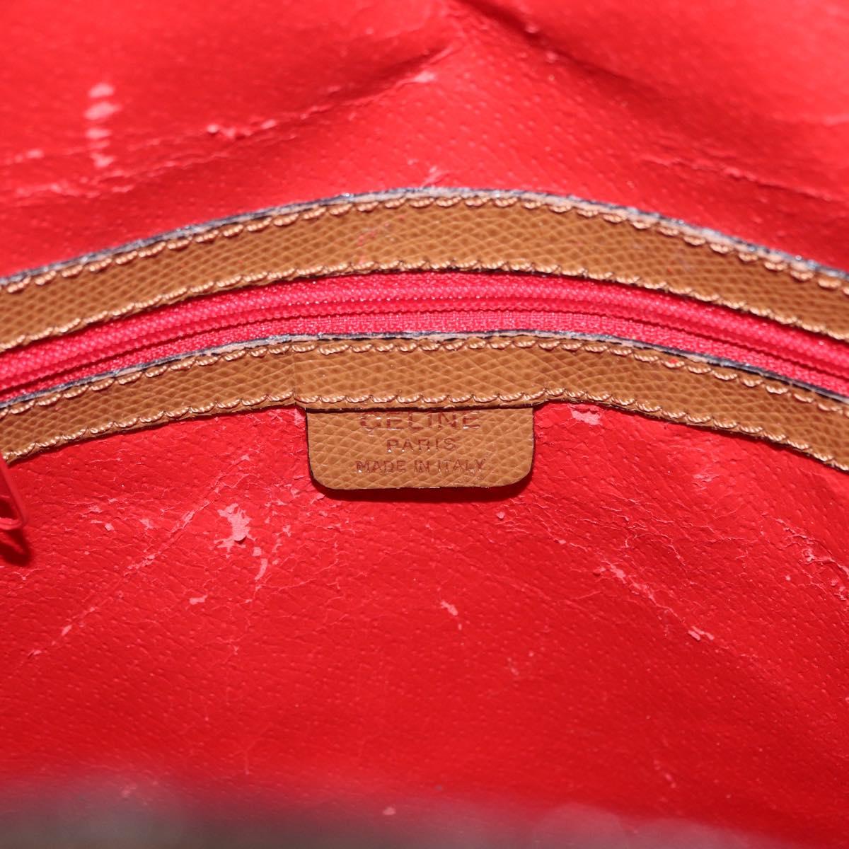 CELINE Shoulder Bag Leather Brown Gold Auth 152879