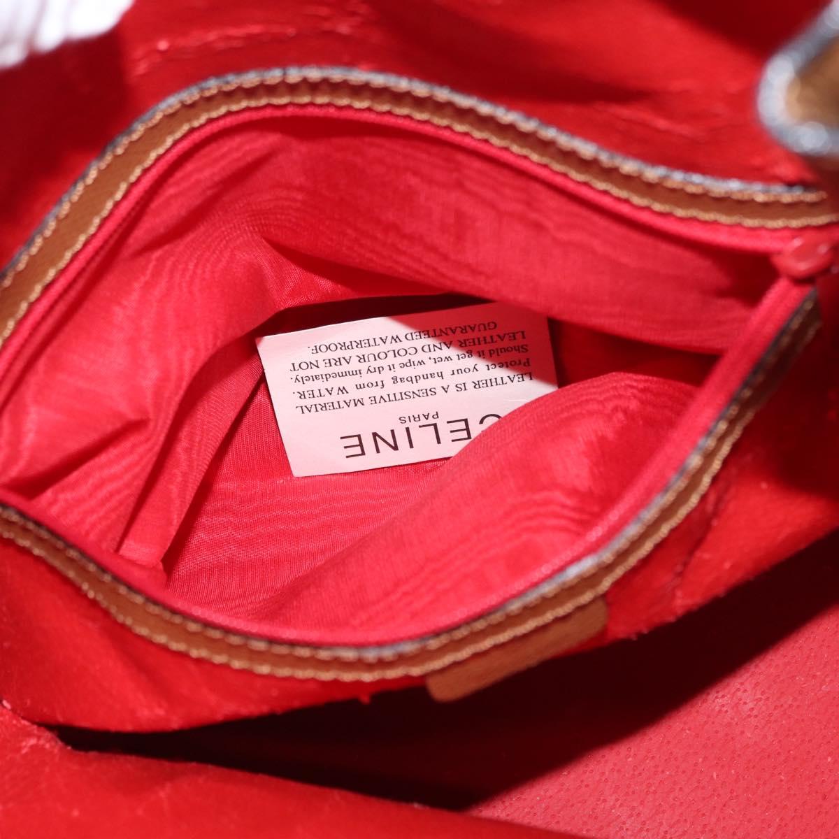 CELINE Shoulder Bag Leather Brown Gold Auth 152879