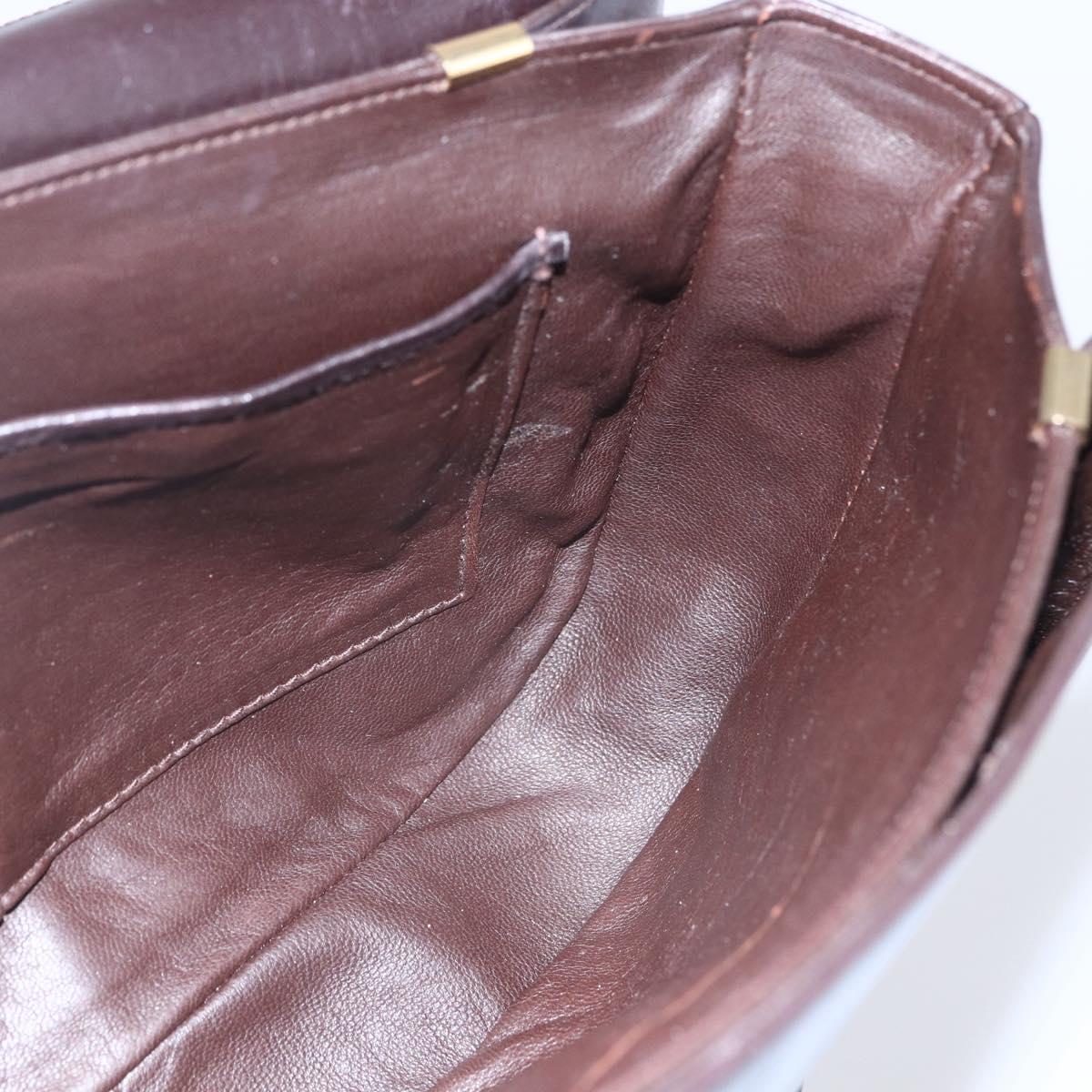 CELINE Shoulder Bag Leather Brown Gold Auth 152880