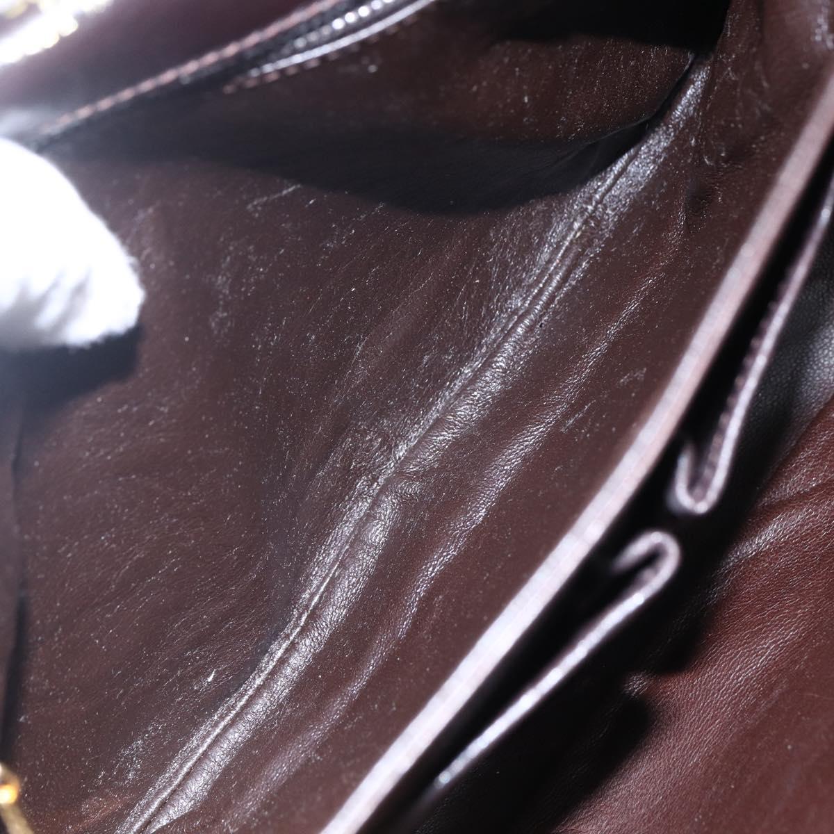 CELINE Shoulder Bag Leather Brown Gold Auth 152880