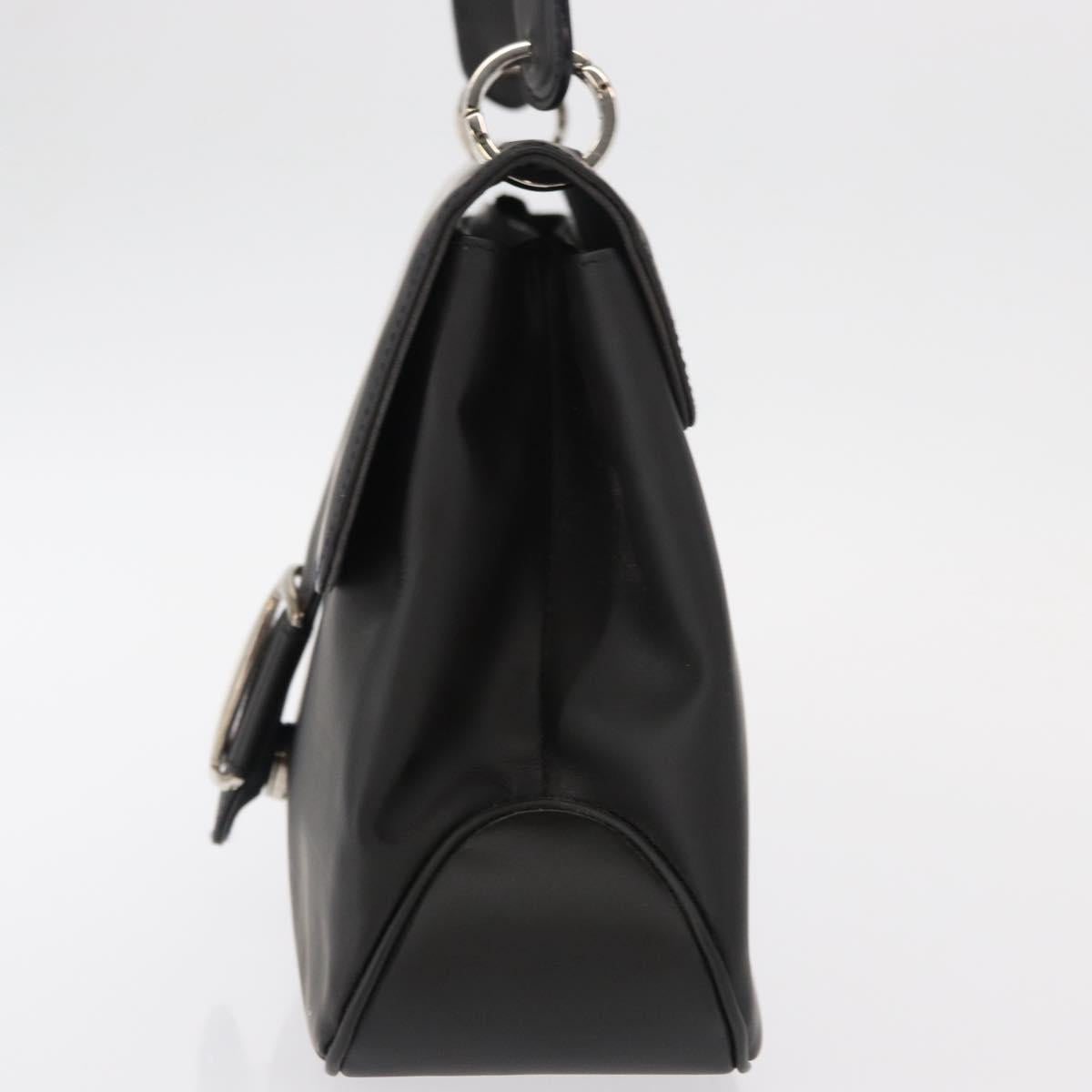 Salvatore Ferragamo Vala Shoulder Bag Leather Black Silver Auth 152882