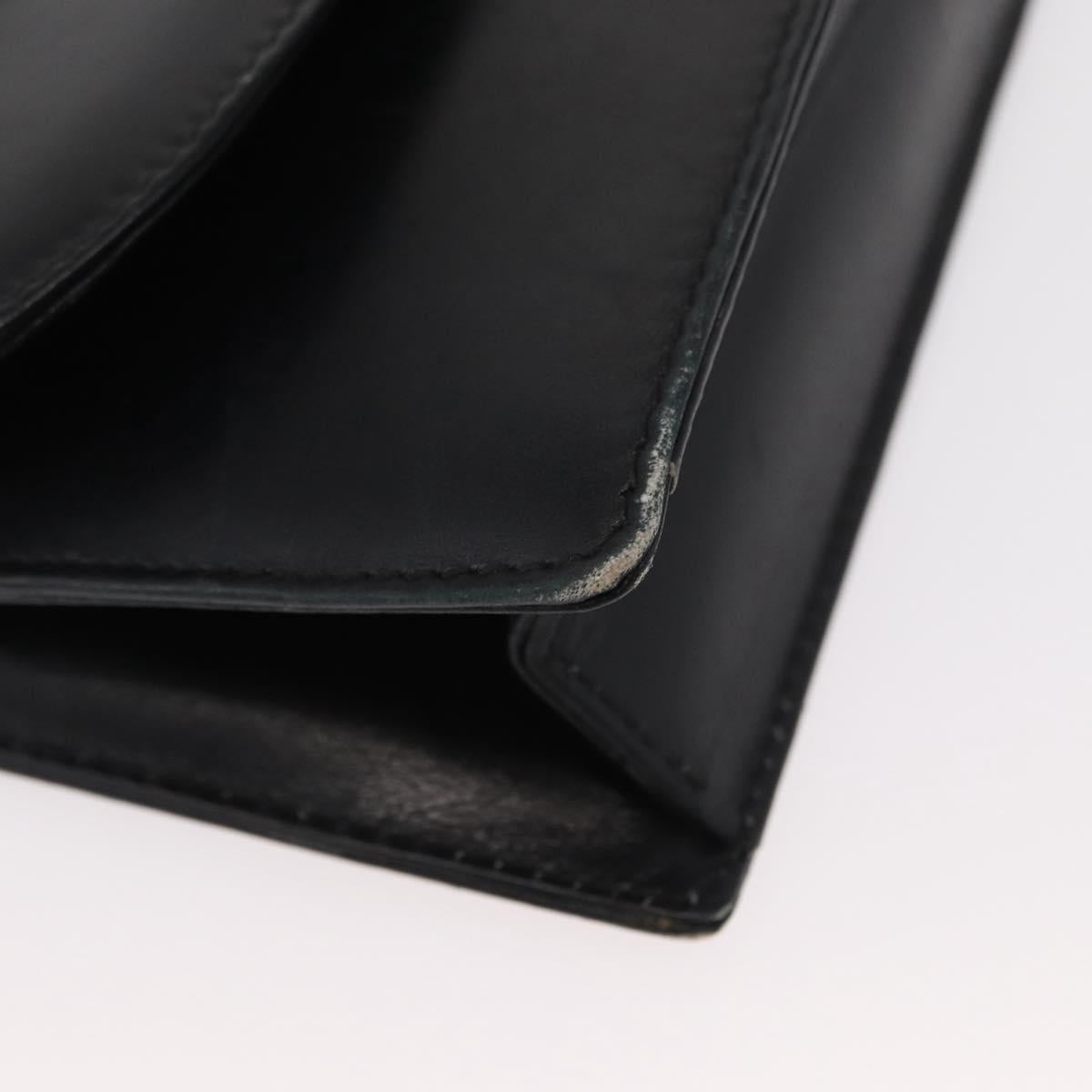 GUCCI Chain Shoulder Bag Leather Black Gold 447632 Auth 152883