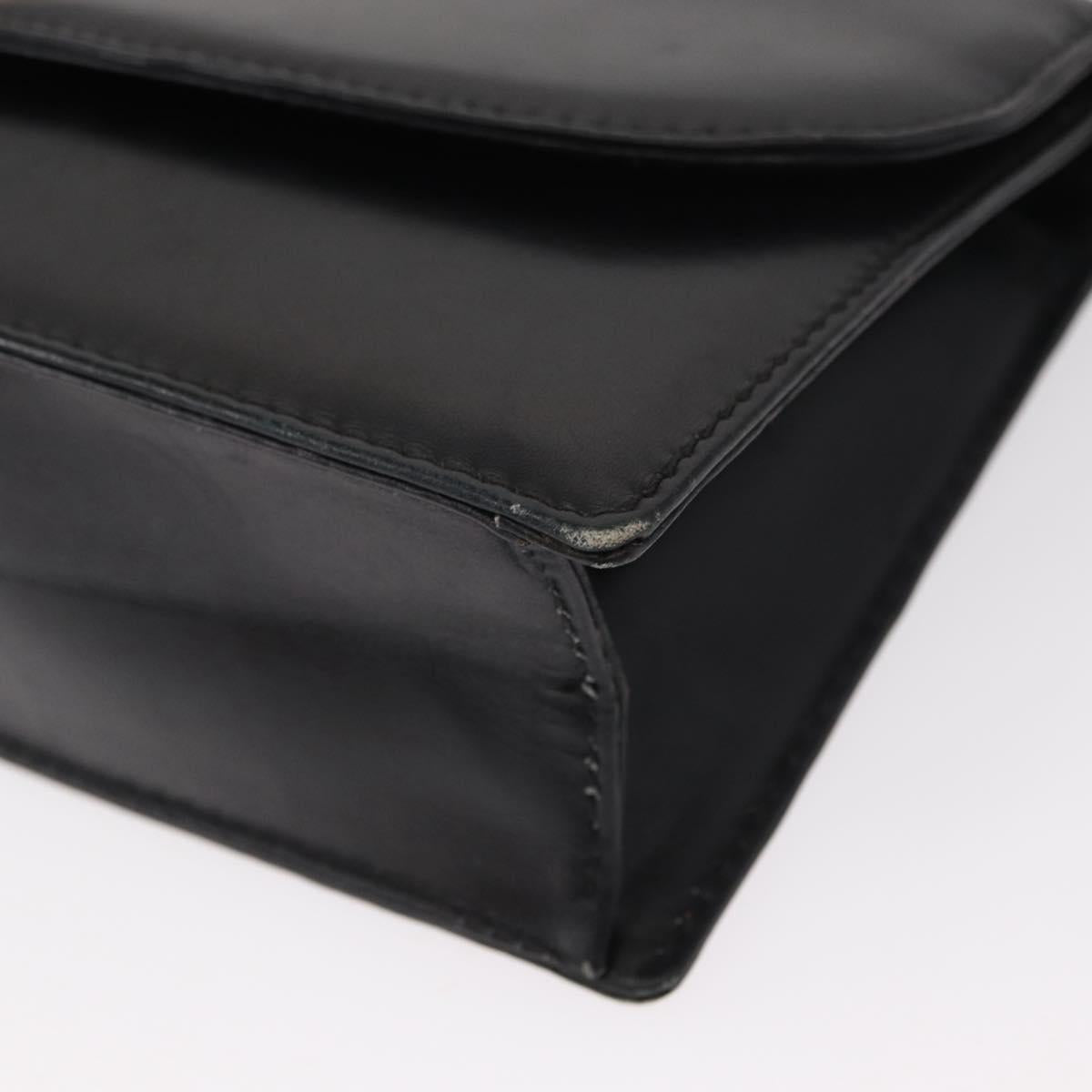 GUCCI Chain Shoulder Bag Leather Black Gold 447632 Auth 152883