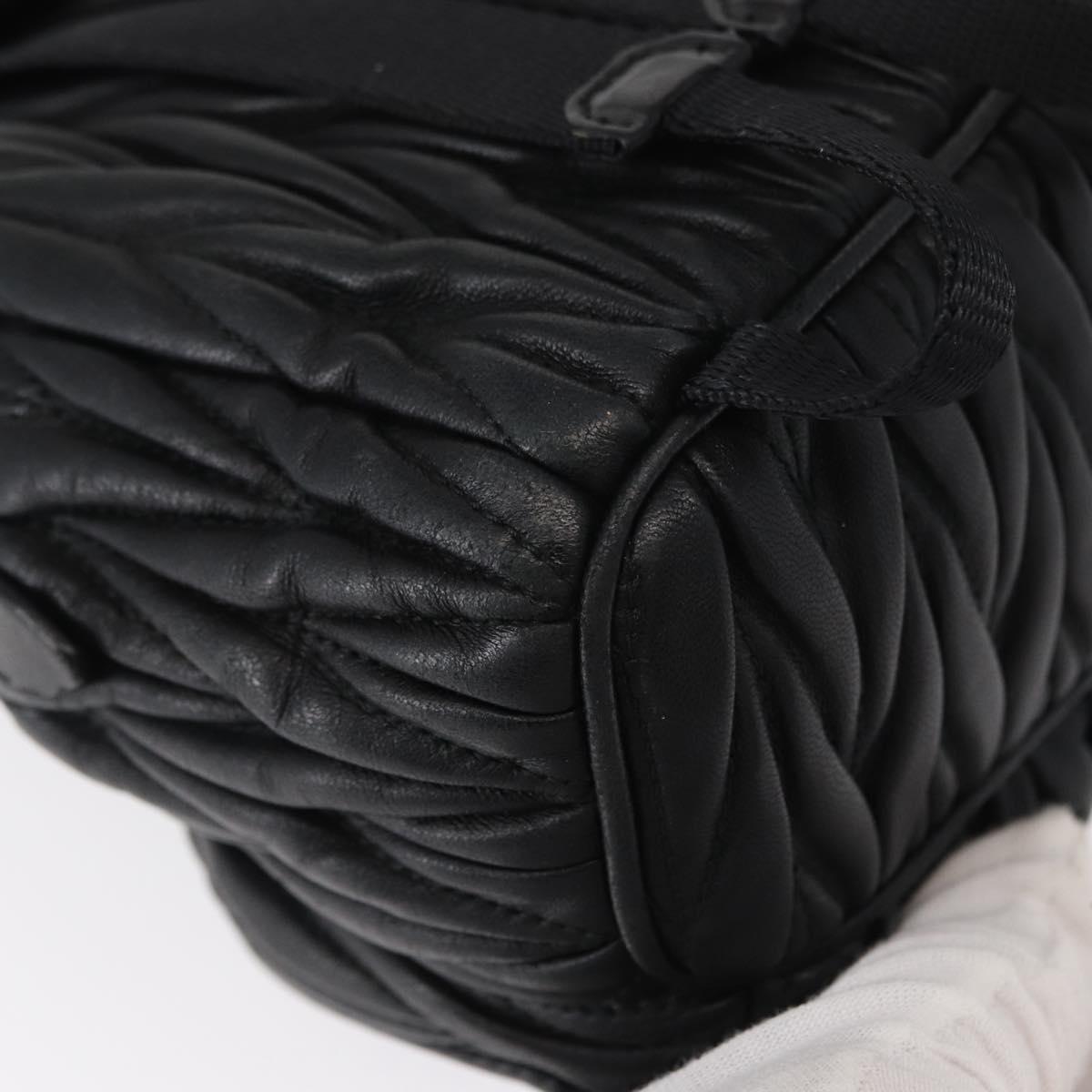 Miu Miu Matelasse Chain Shoulder Shoulder Bag Leather Black Silver Auth 152885