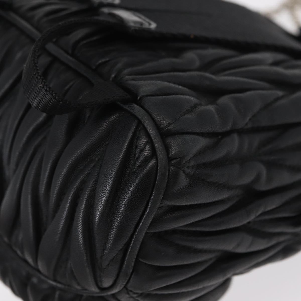 Miu Miu Matelasse Chain Shoulder Shoulder Bag Leather Black Silver Auth 152885