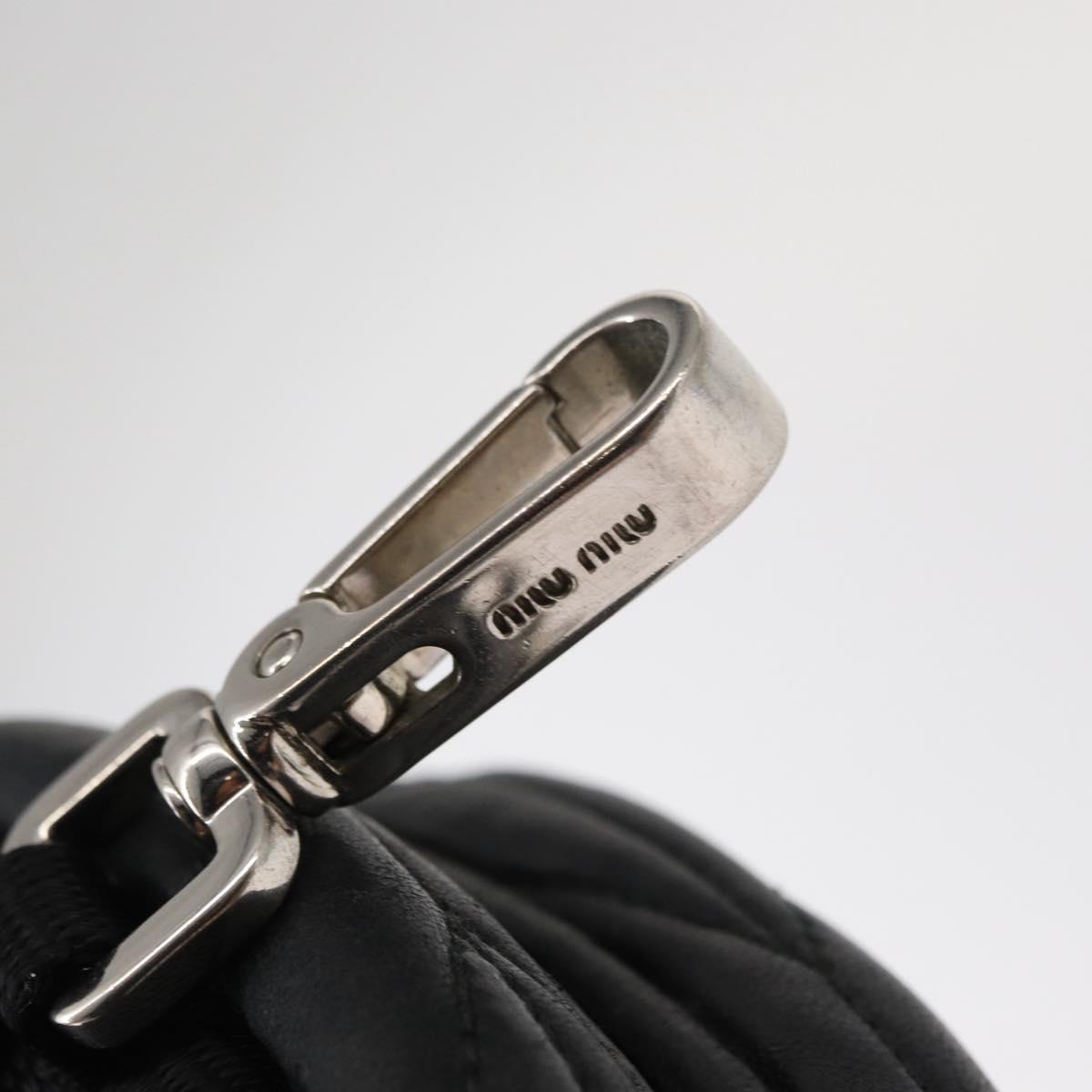 Miu Miu Matelasse Chain Shoulder Shoulder Bag Leather Black Silver Auth 152885