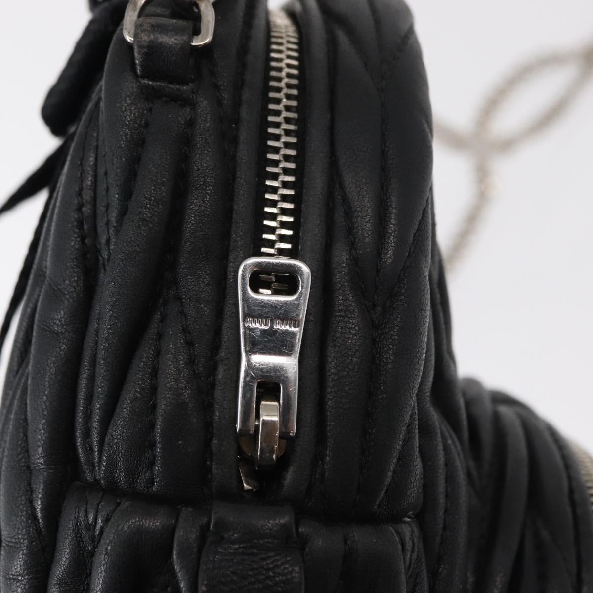 Miu Miu Matelasse Chain Shoulder Shoulder Bag Leather Black Silver Auth 152885