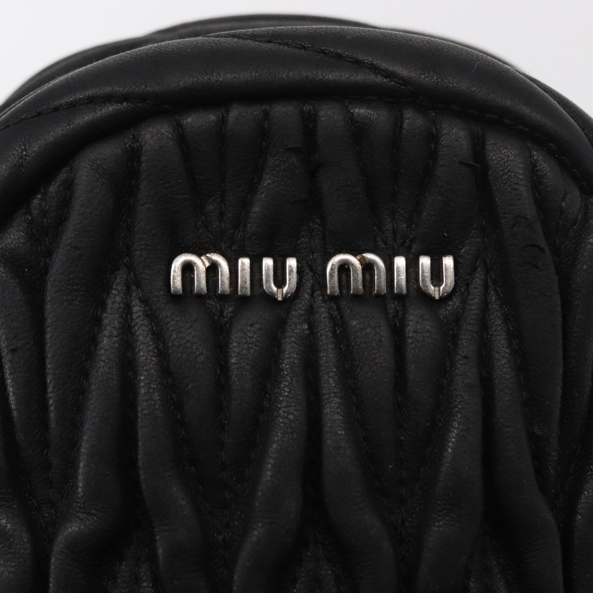 Miu Miu Matelasse Chain Shoulder Shoulder Bag Leather Black Silver Auth 152885
