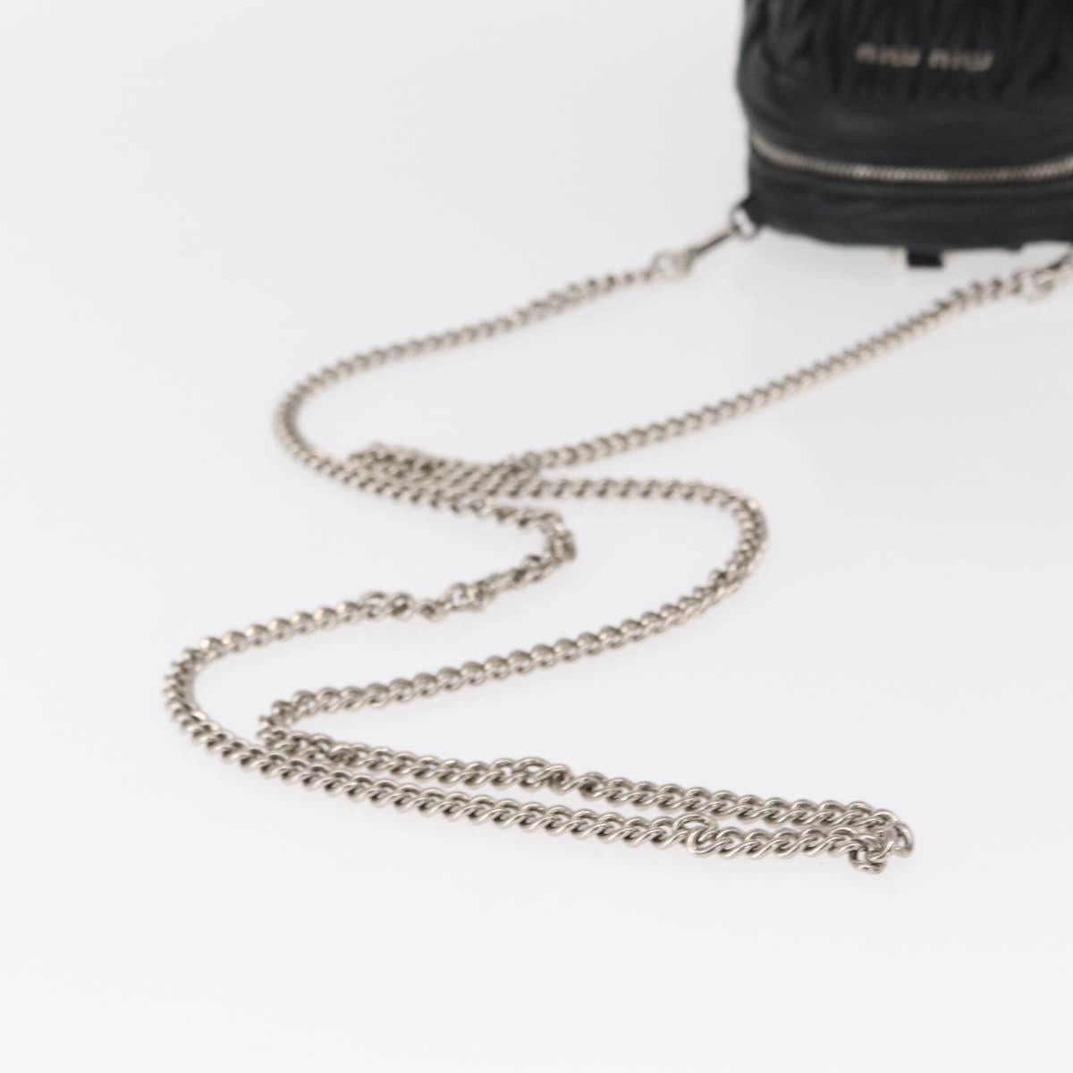 Miu Miu Matelasse Chain Shoulder Shoulder Bag Leather Black Silver Auth 152885