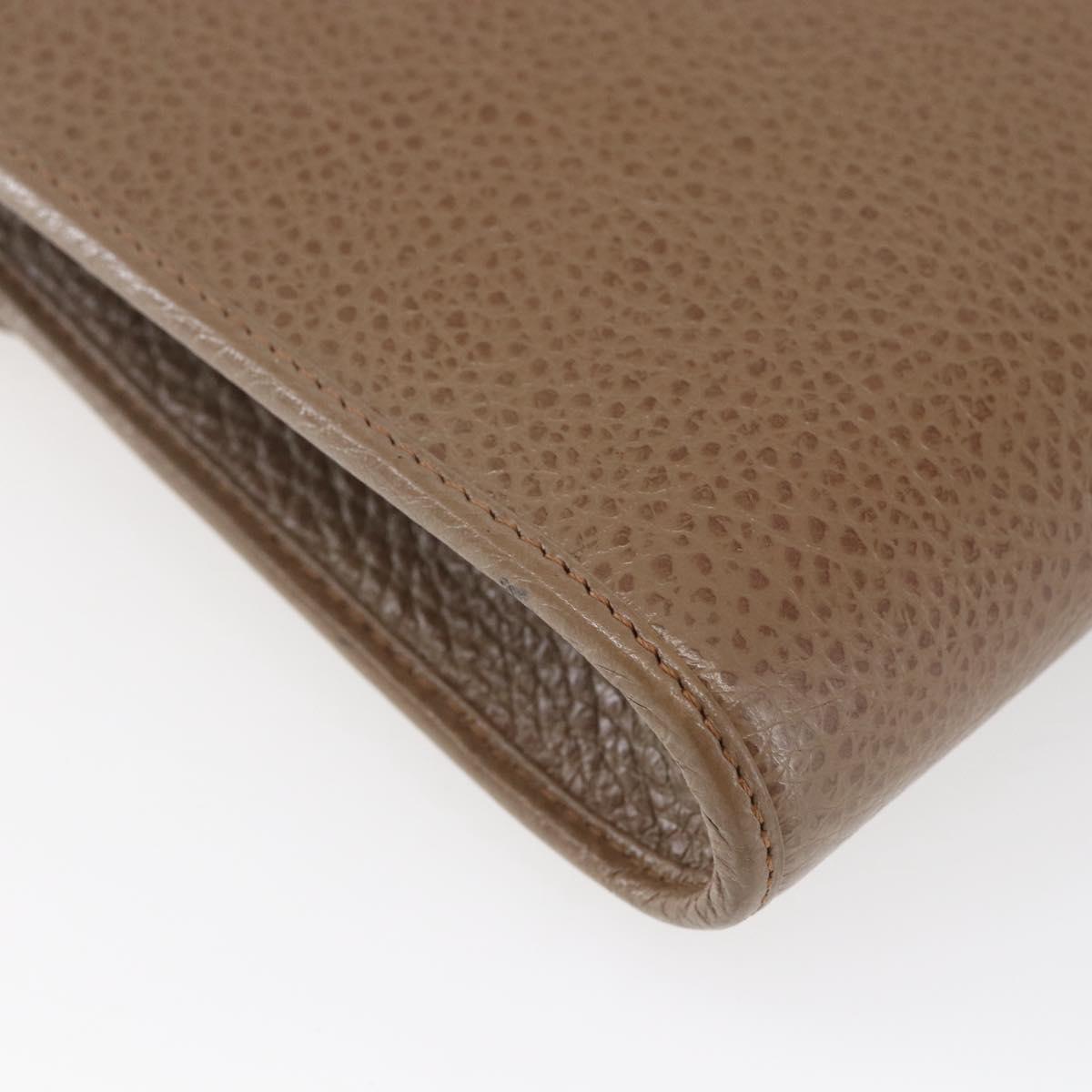 Christian Dior Shoulder Bag Leather Brown gold Auth 152886