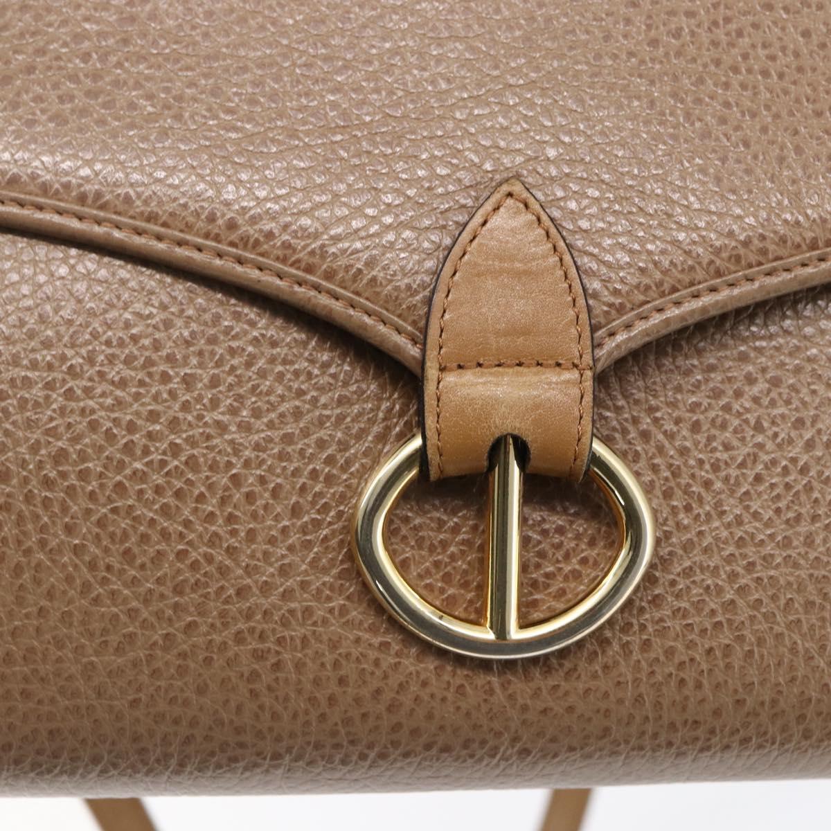 Christian Dior Shoulder Bag Leather Brown gold Auth 152886
