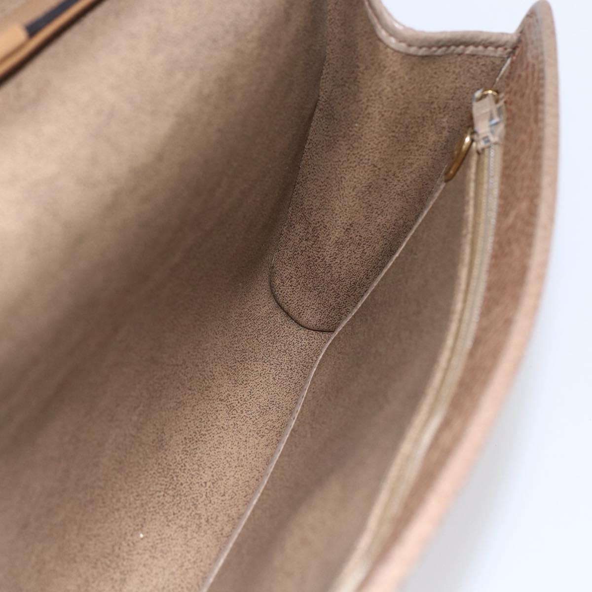 Christian Dior Shoulder Bag Leather Brown gold Auth 152886