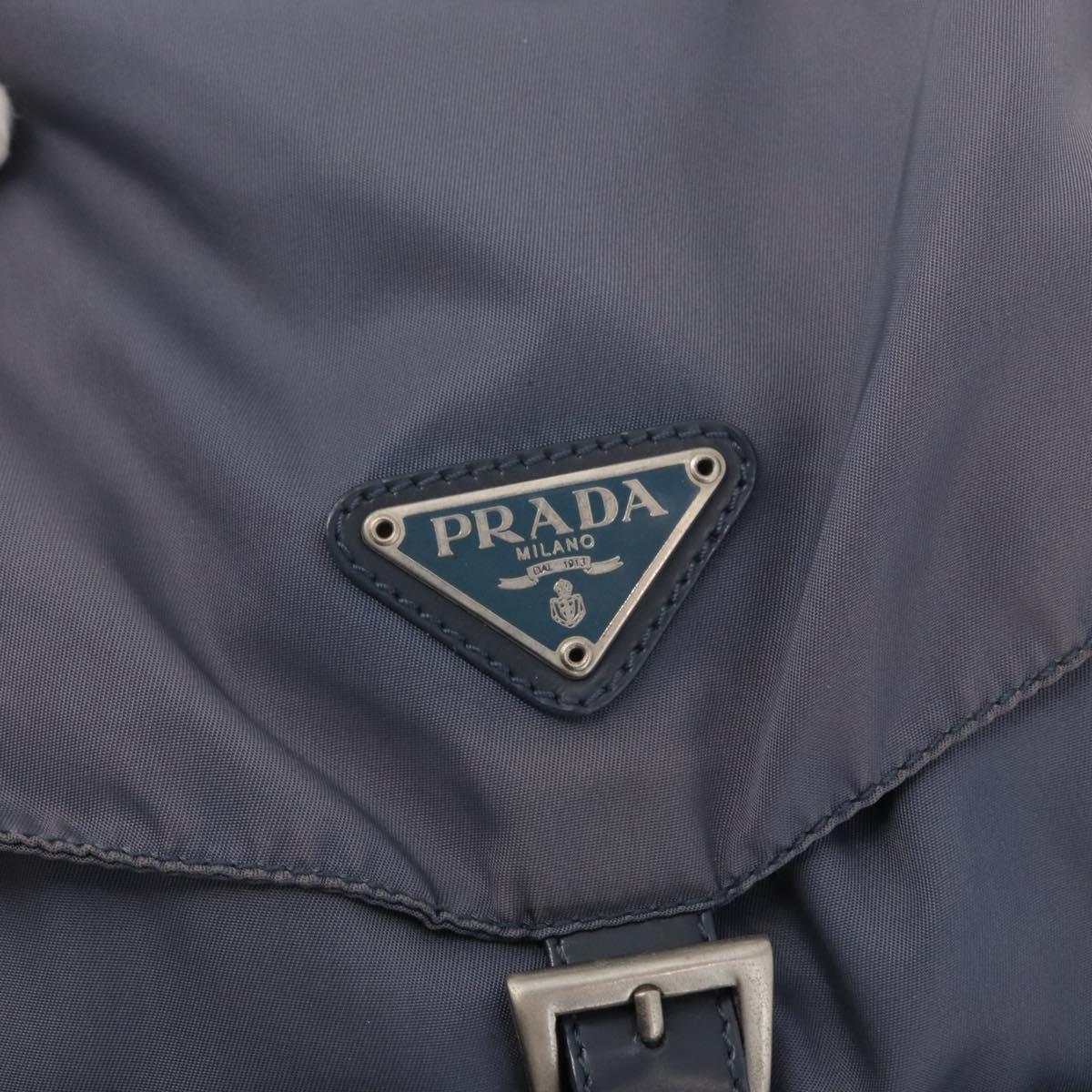 PRADA Backpack Nylon Blue Silver Auth 152888