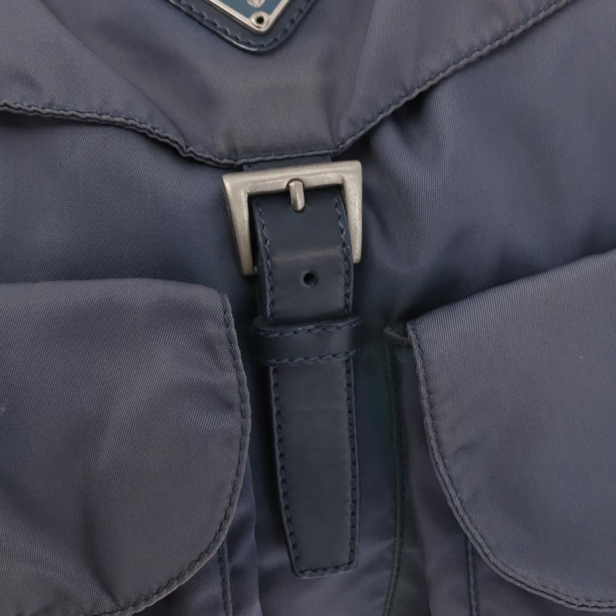 PRADA Backpack Nylon Blue Silver Auth 152888