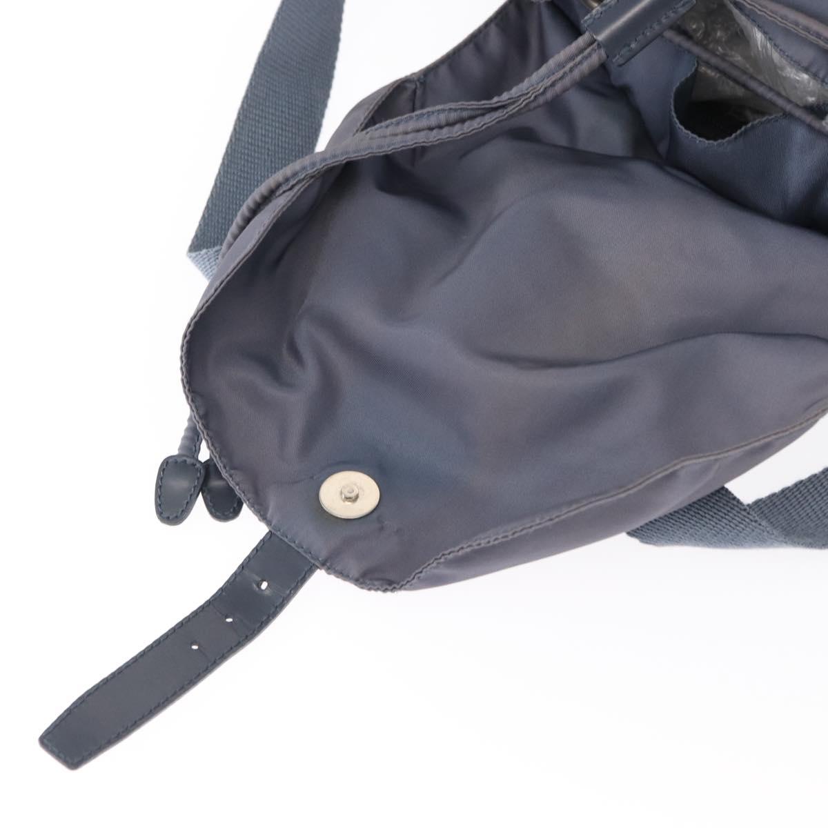 PRADA Backpack Nylon Blue Silver Auth 152888