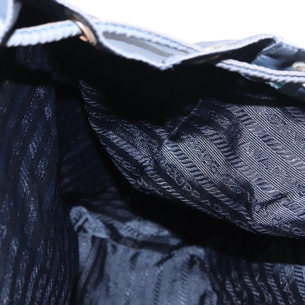 PRADA Backpack Nylon Blue Silver Auth 152888