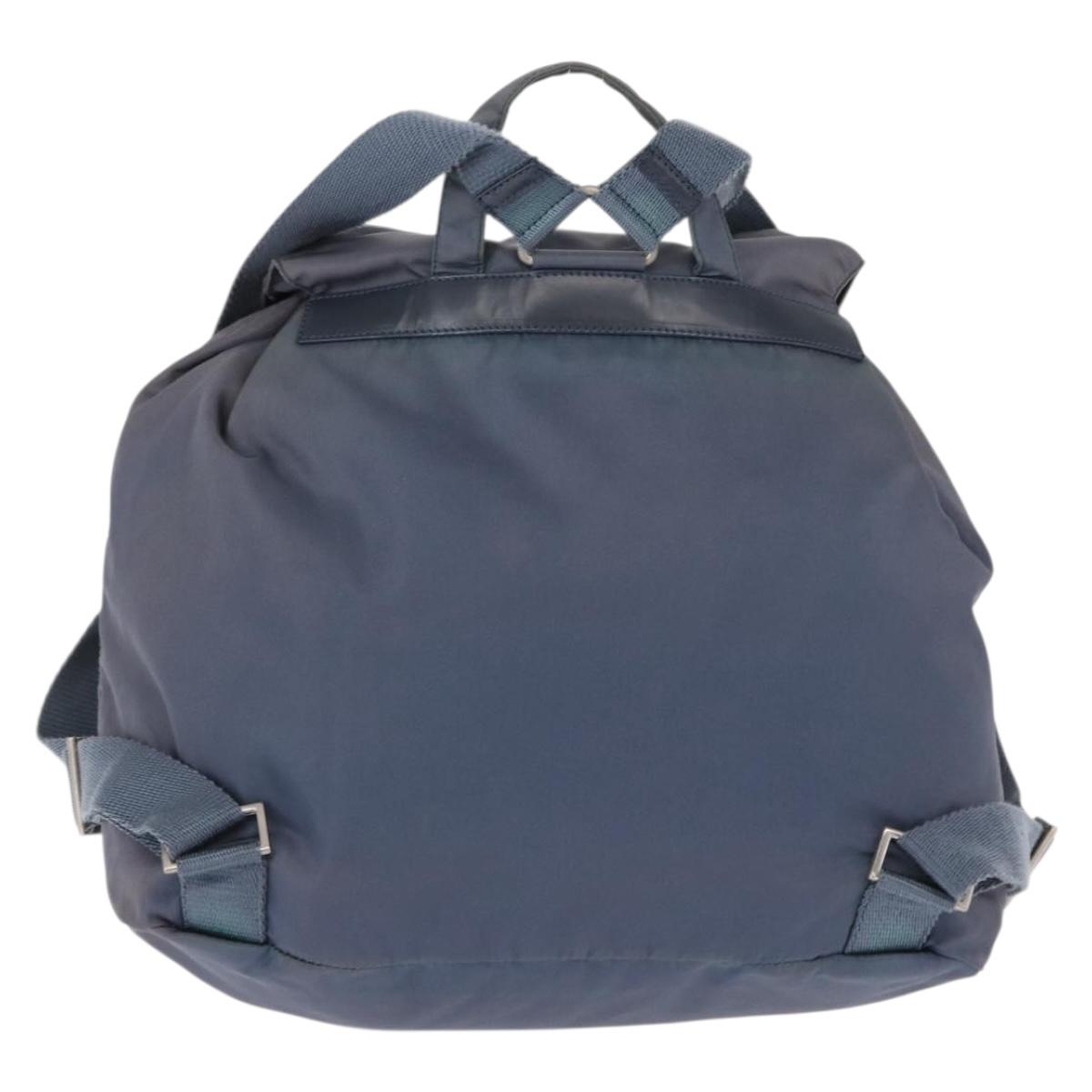 PRADA Backpack Nylon Blue Silver Auth 152888