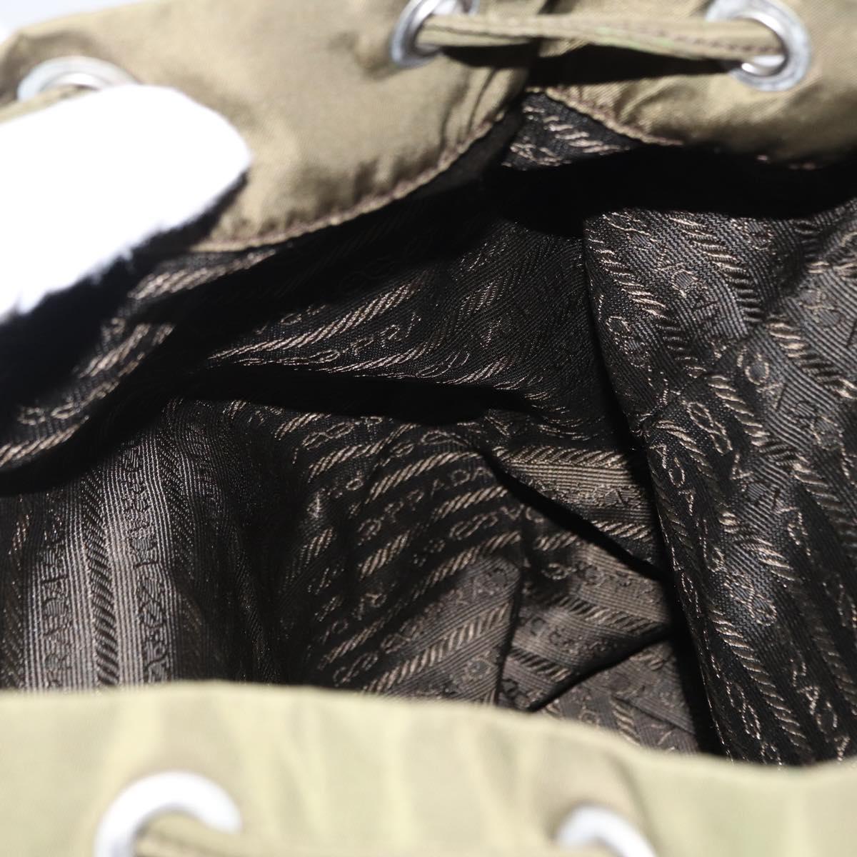 PRADA Backpack Nylon Khaki Silver Auth 152889