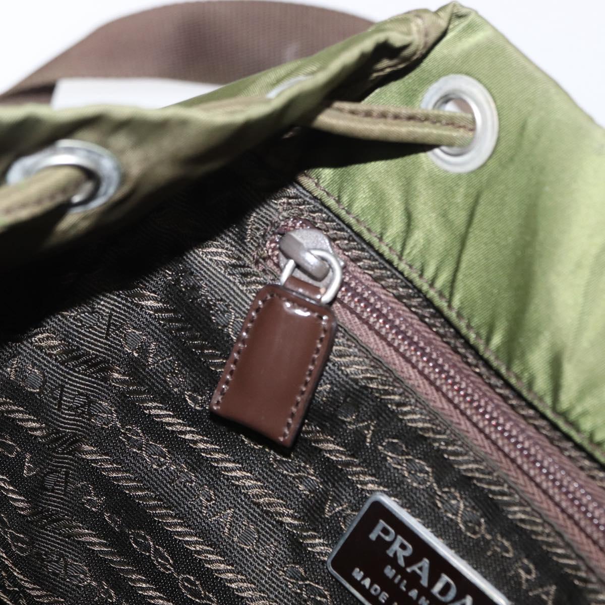 PRADA Backpack Nylon Khaki Silver Auth 152889