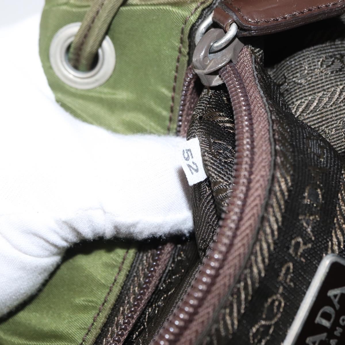 PRADA Backpack Nylon Khaki Silver Auth 152889