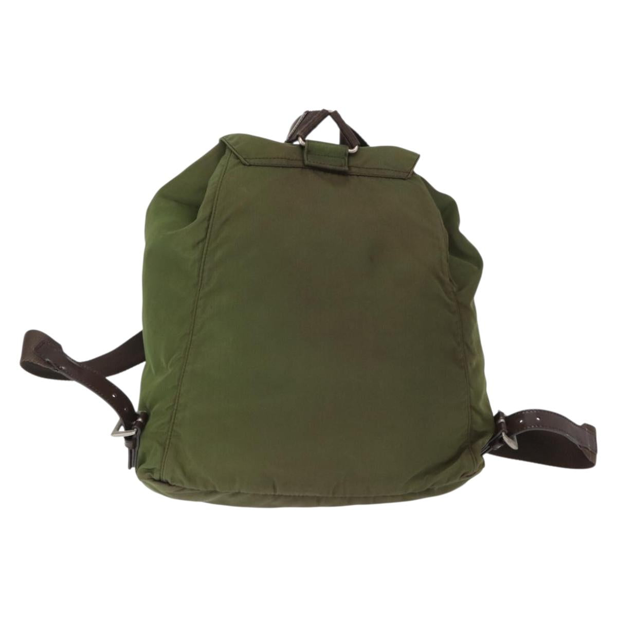 PRADA Backpack Nylon Khaki Silver Auth 152889