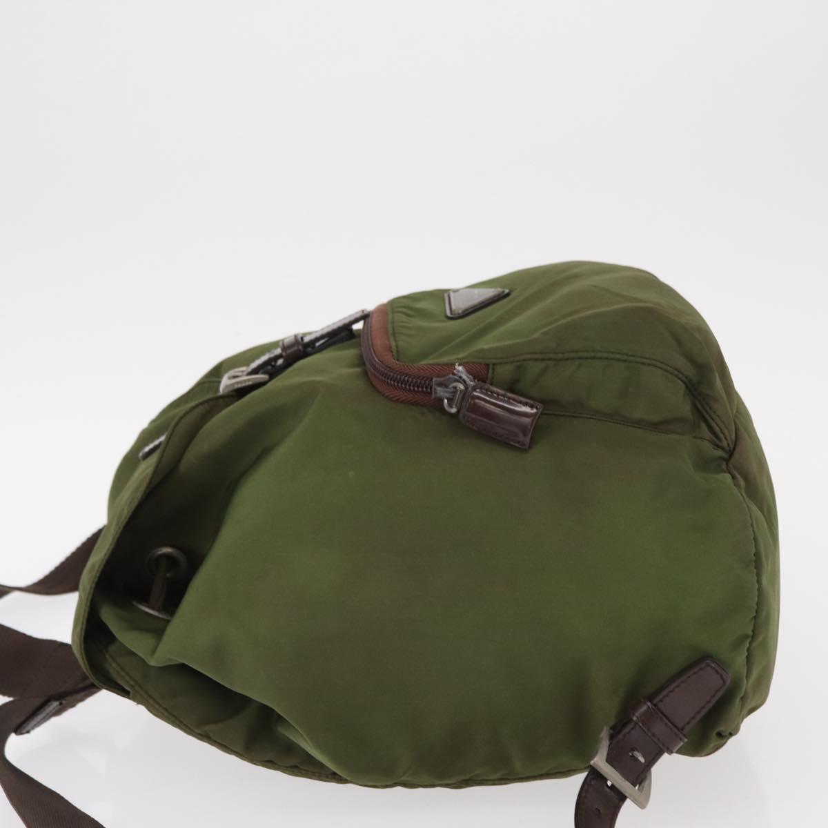 PRADA Backpack Nylon Khaki Silver Auth 152889