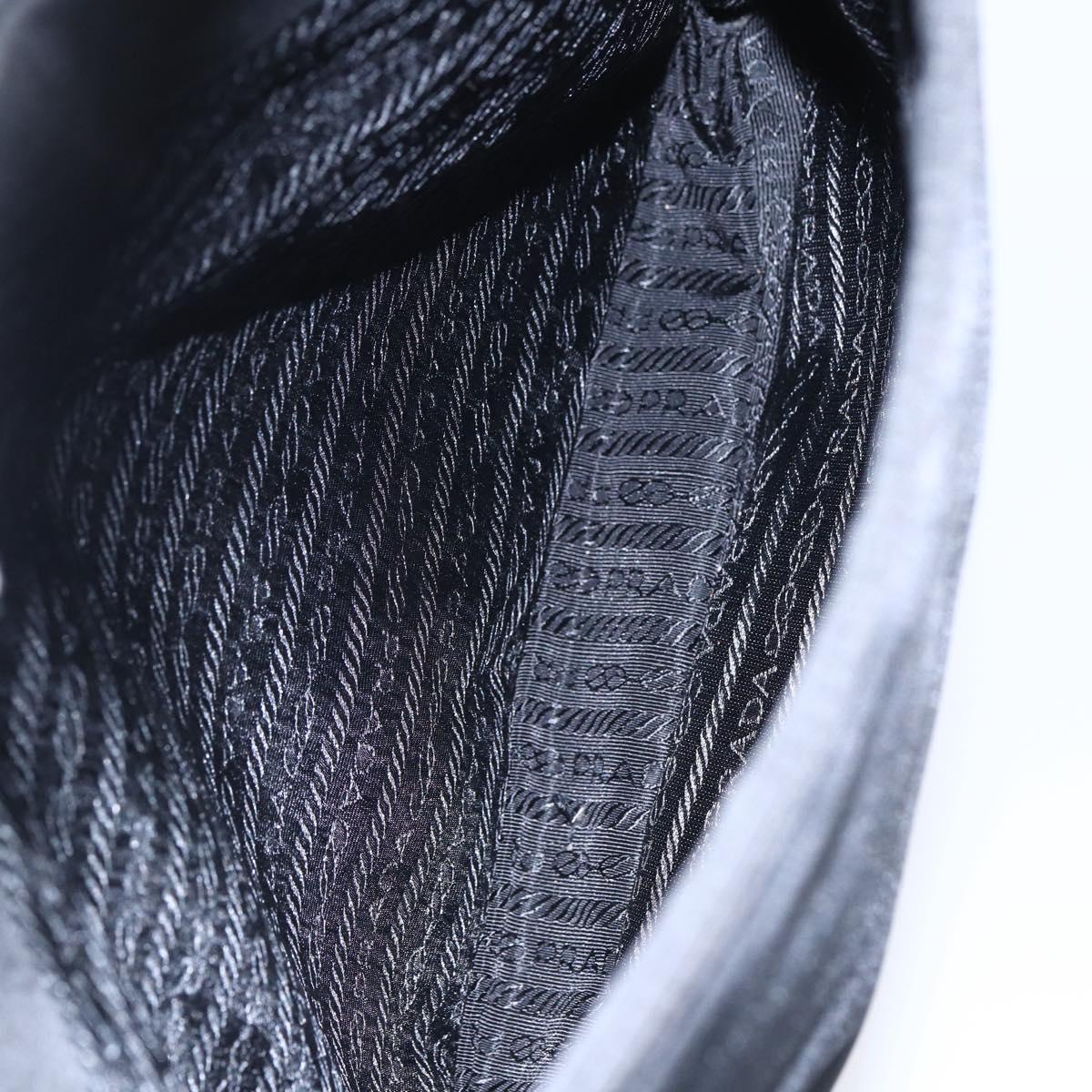 PRADA Shoulder Bag Nylon Plastic Black Silver Auth 152891