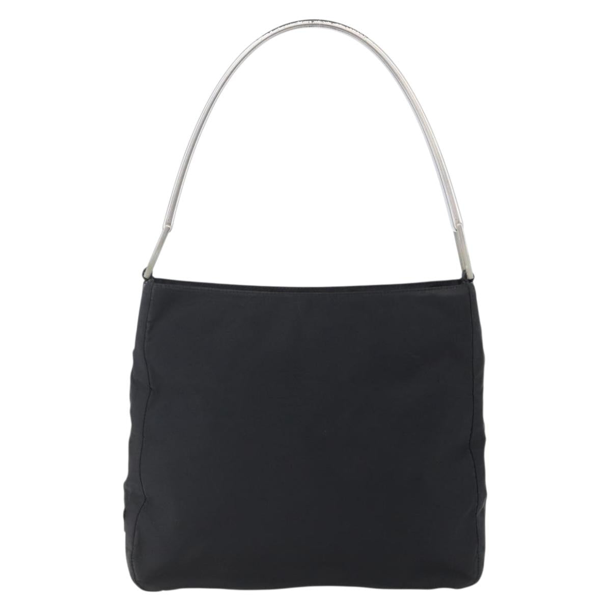 PRADA Shoulder Bag Nylon Plastic Black Silver Auth 152891