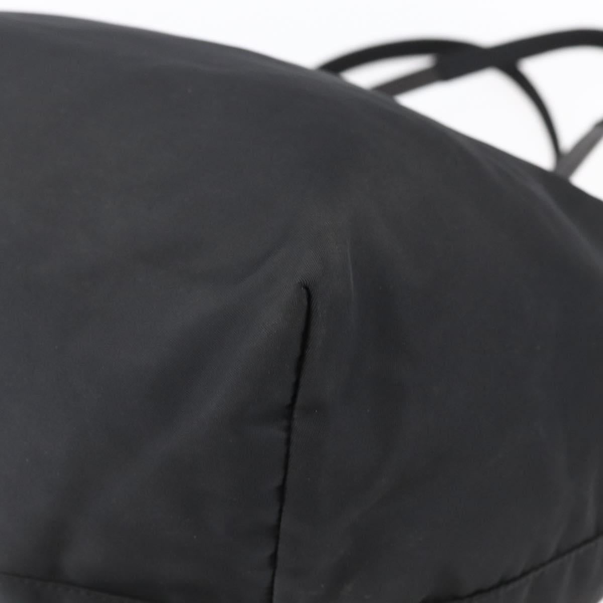 PRADA Tote Bag Nylon Black Silver Auth 152892