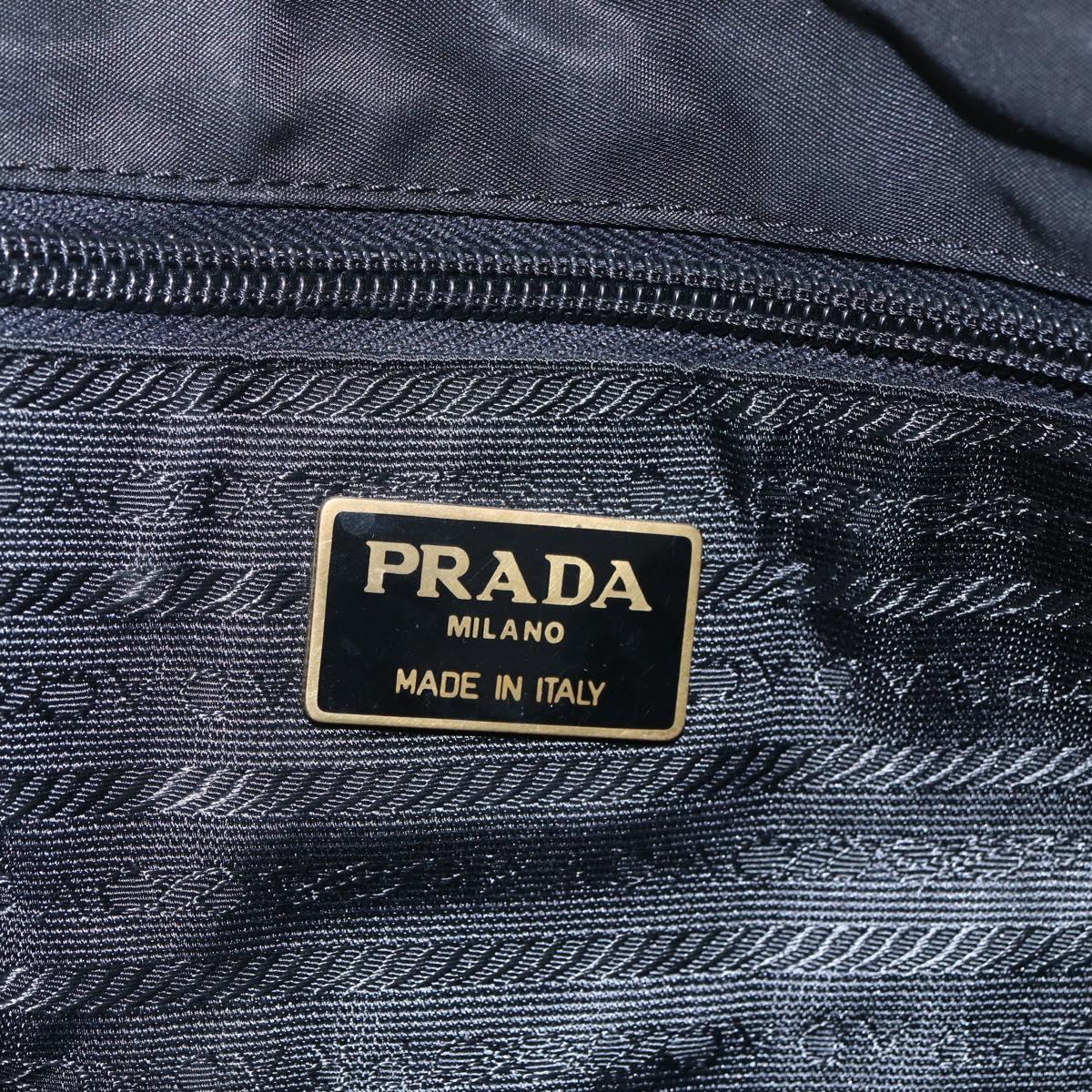 PRADA Tote Bag Nylon Black Silver Auth 152892