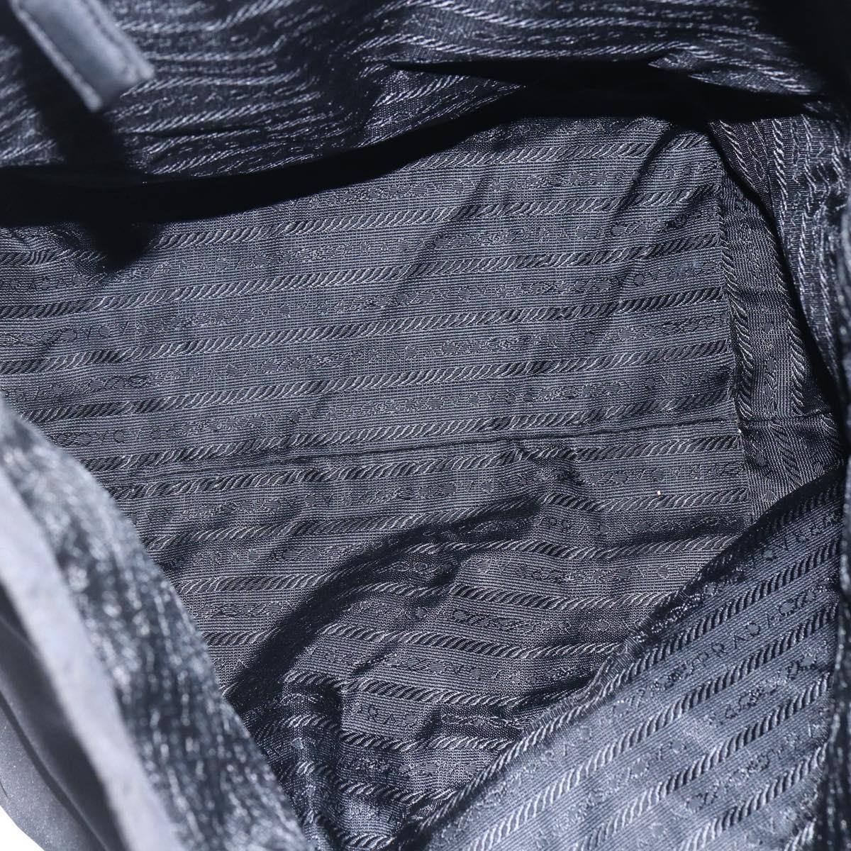 PRADA Tote Bag Nylon Black Silver Auth 152892