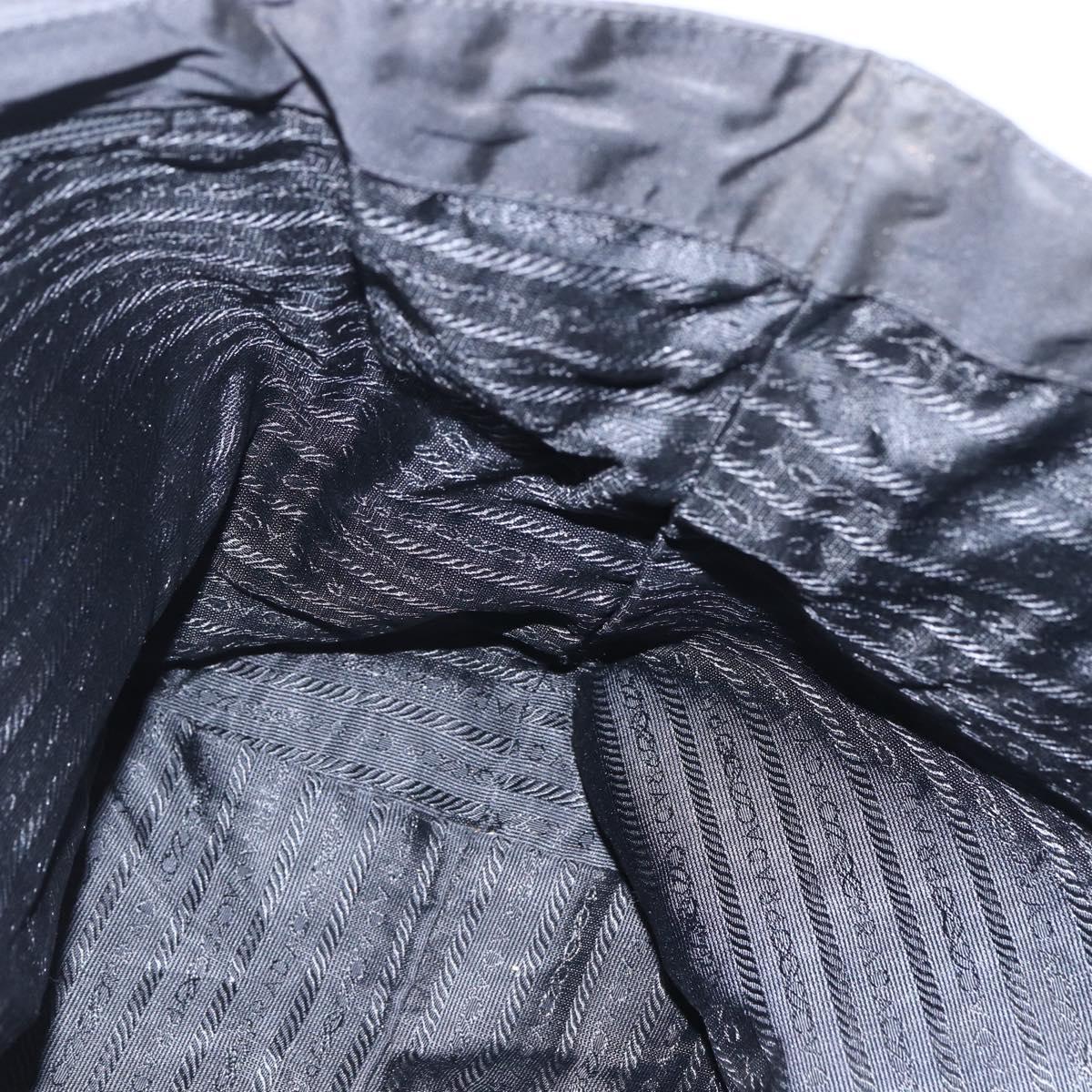 PRADA Tote Bag Nylon Black Silver Auth 152892