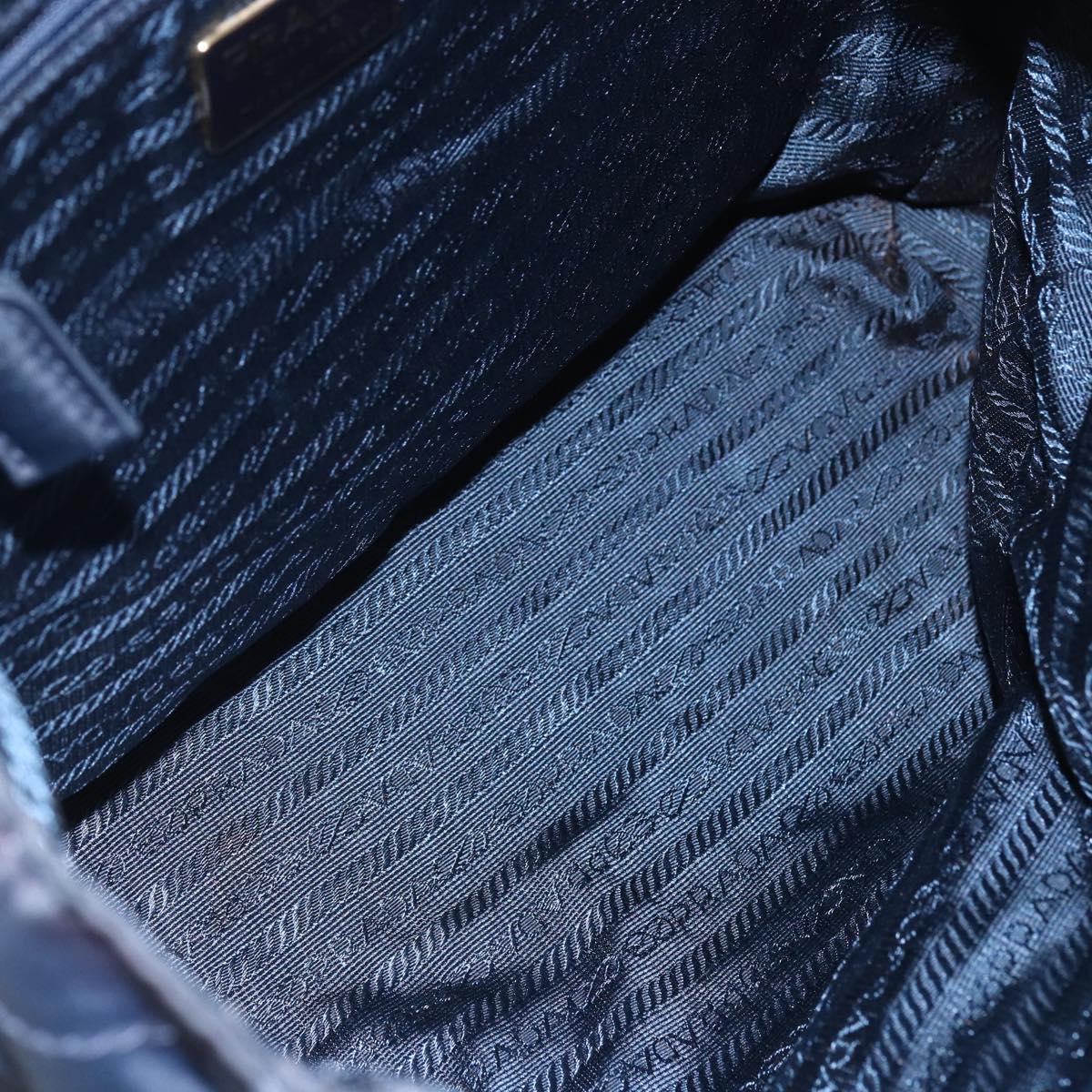 PRADA Chain Shoulder Bag Nylon Navy Gold Auth 152893