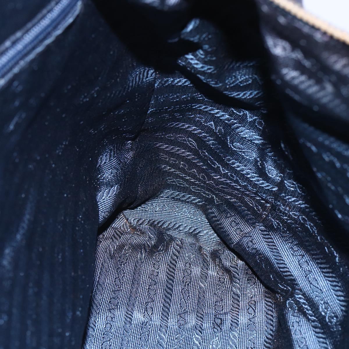 PRADA Chain Shoulder Bag Nylon Navy Gold Auth 152893