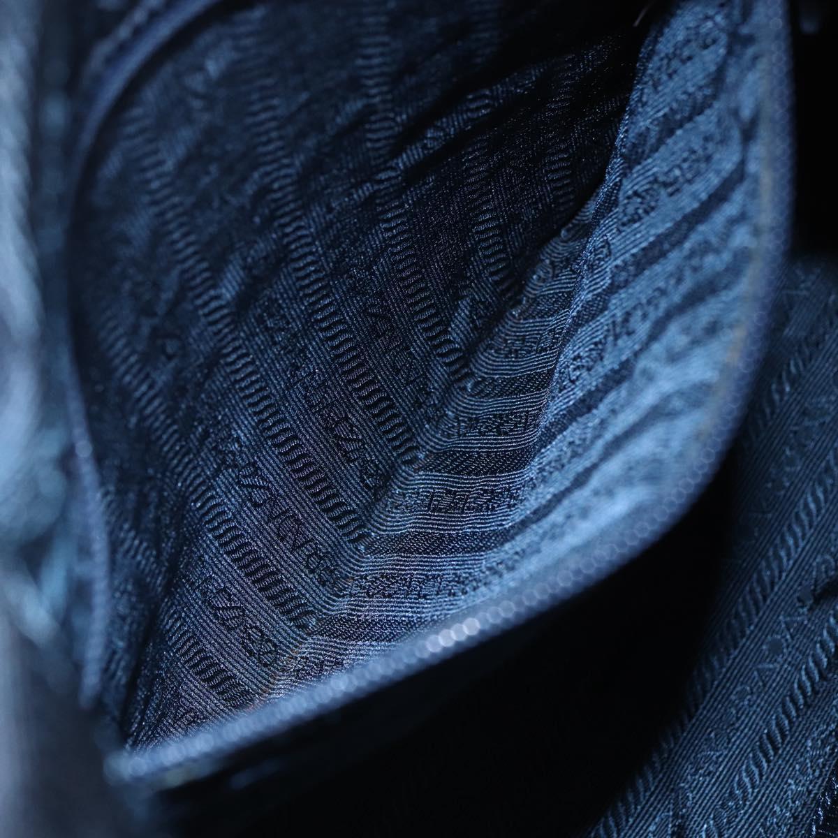 PRADA Chain Shoulder Bag Nylon Navy Gold Auth 152893