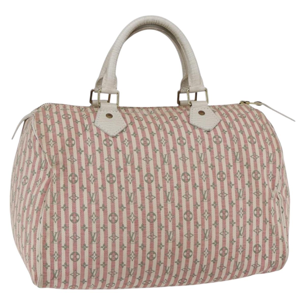 LOUIS VUITTON Monogram Mini Lin Croisette Speedy 30 Bag Pink M95501 Auth 152894