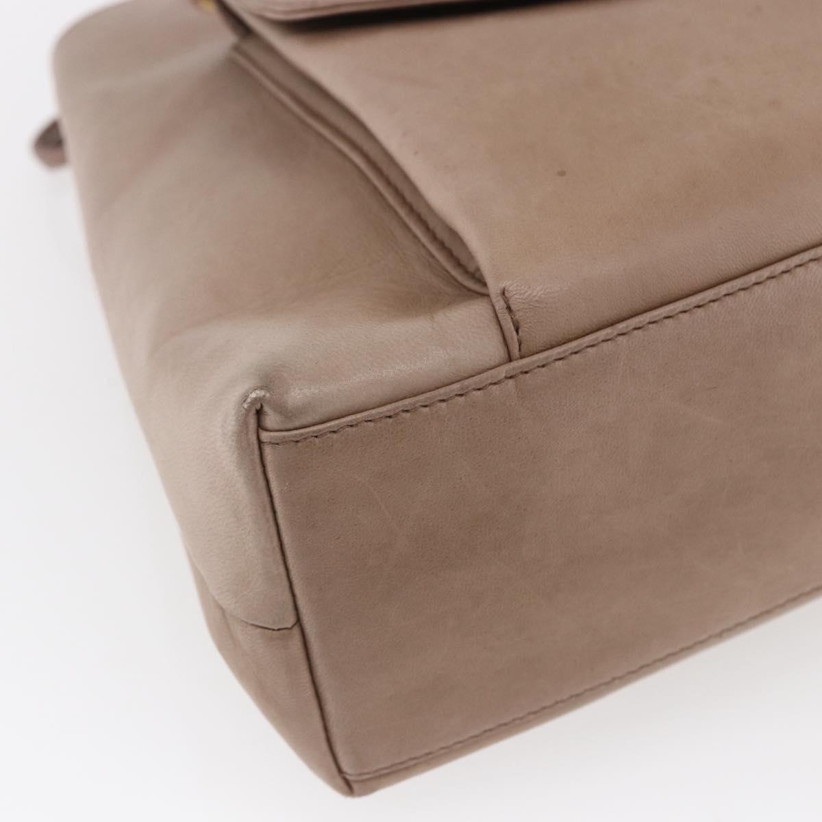 CHANEL Here Chain Shoulder Bag Lamb Skin Beige Gold CC Auth 152897